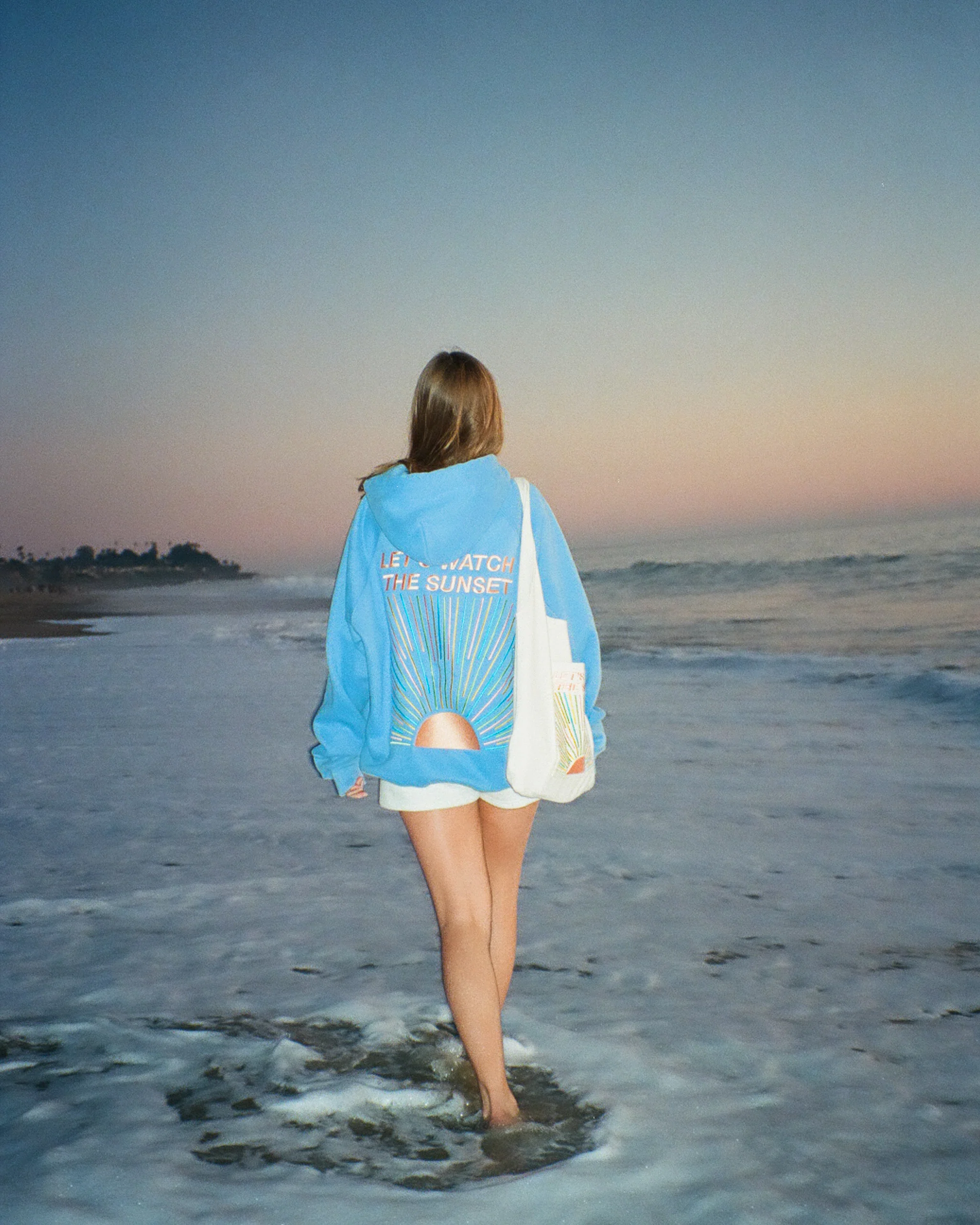 "Let's Watch the Sunset" Oversized Lux Hoodie in Blue - Image 11