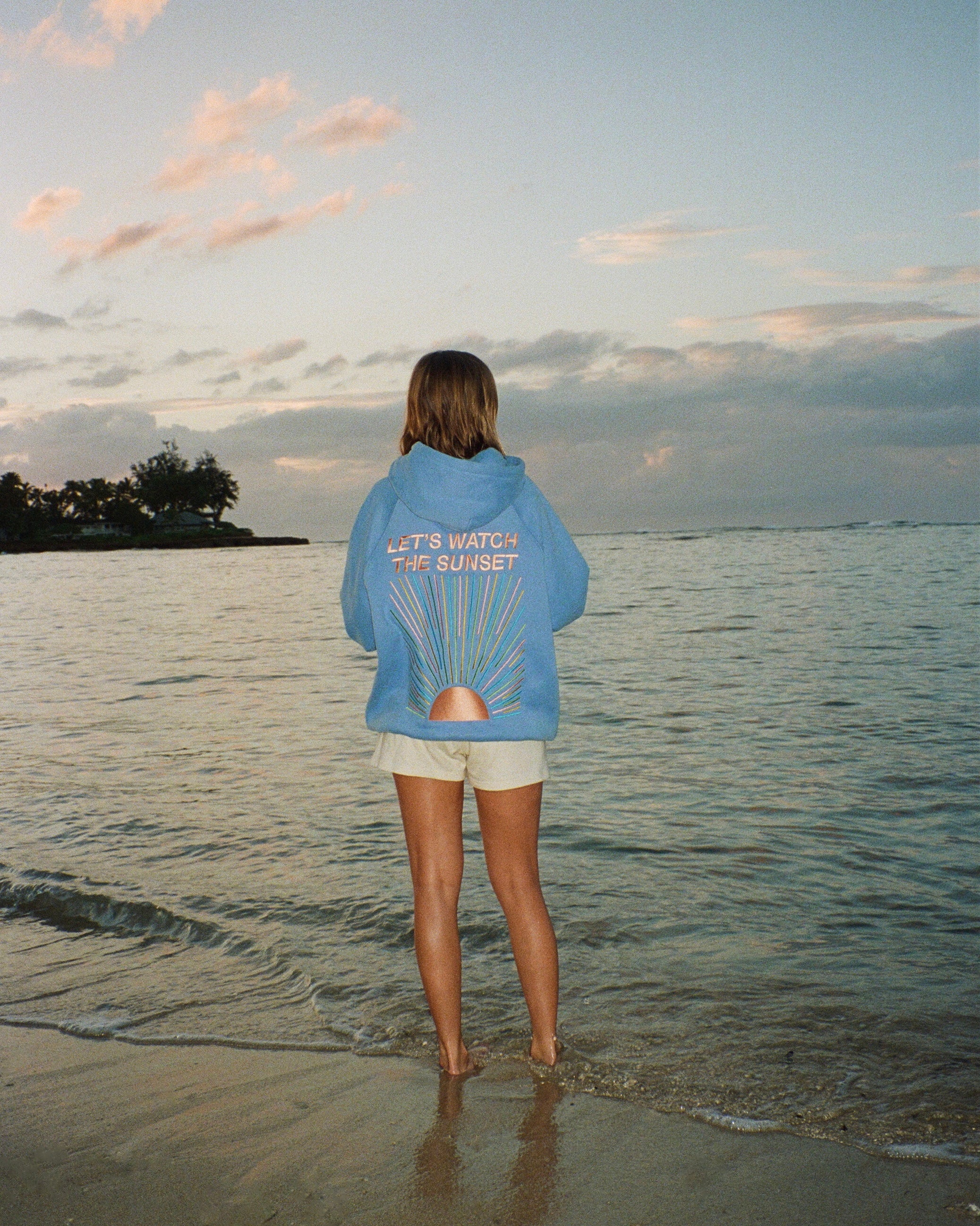 "Let's Watch the Sunset" Oversized Lux Hoodie in Blue - Image 6