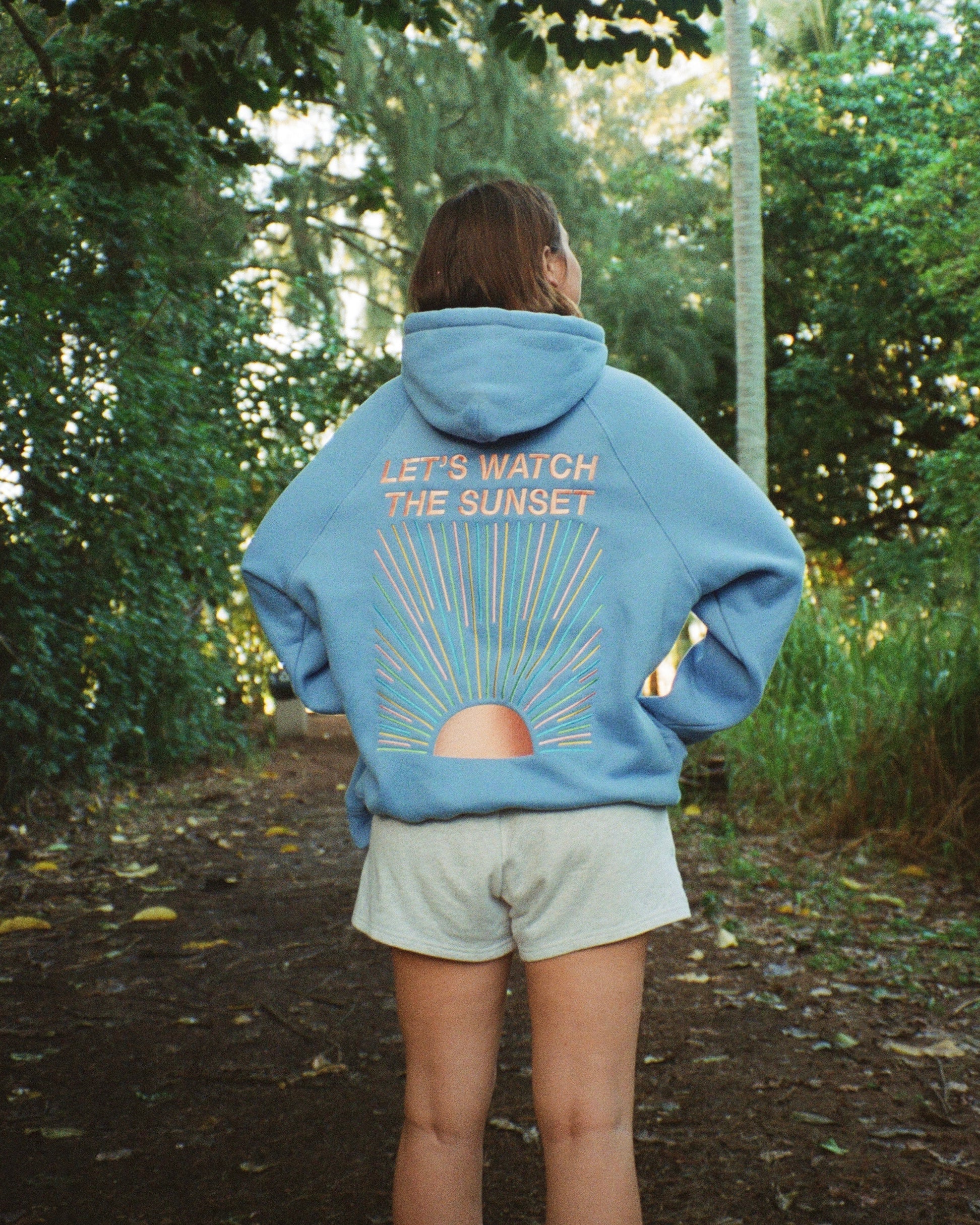 "Let's Watch the Sunset" Oversized Lux Hoodie in Blue - Image 7