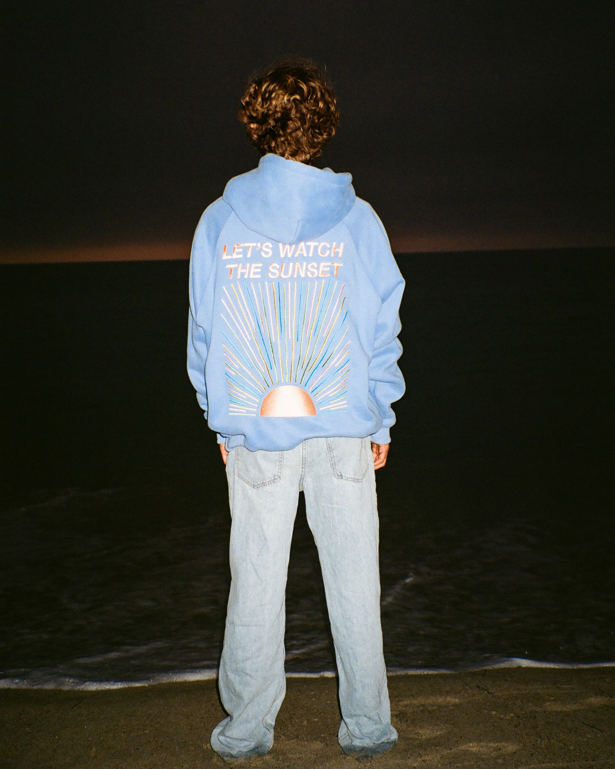 "Let's Watch the Sunset" Oversized Lux Hoodie in Blue - Image 9