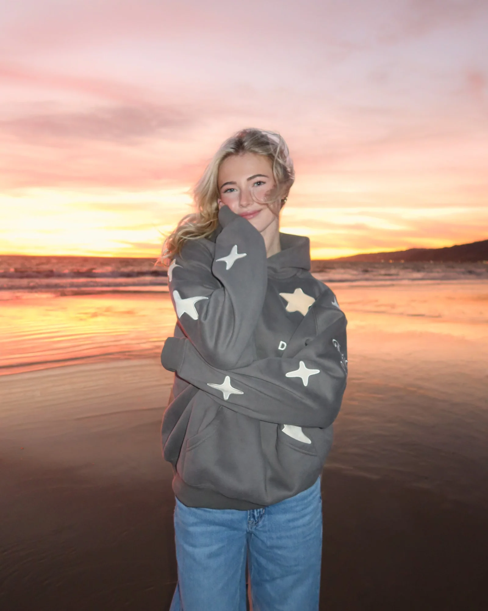 "Lucky Stars" Oversized Lux Hoodie in Dark Gray - Image 3