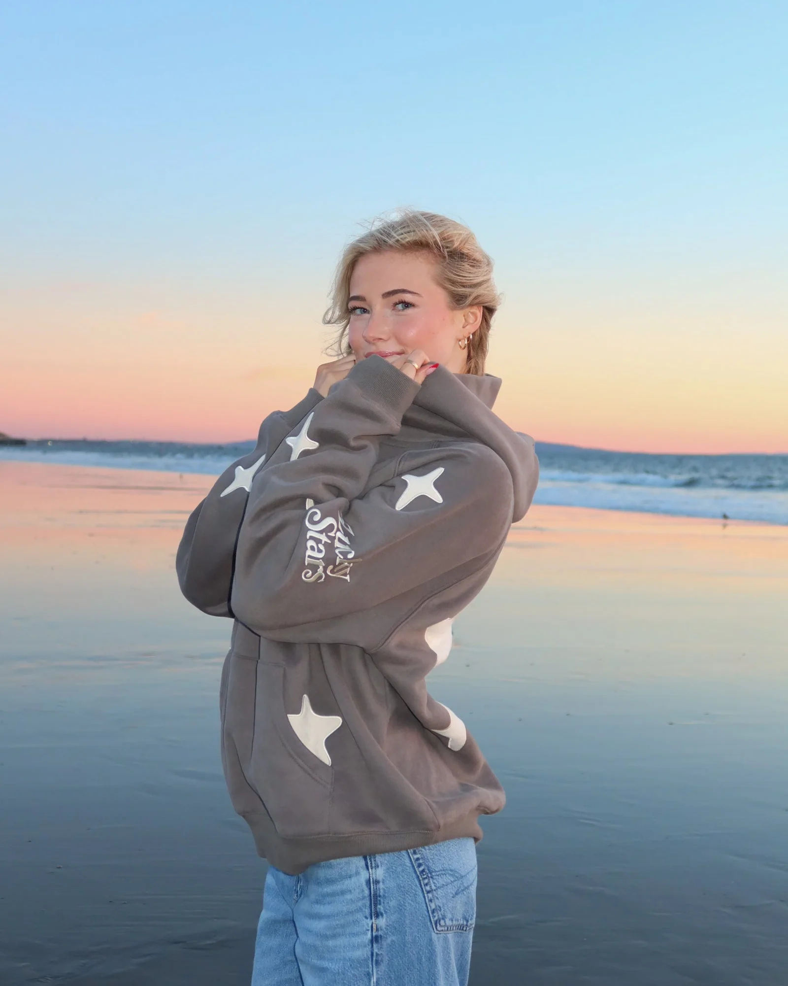 "Lucky Stars" Oversized Lux Hoodie in Dark Gray - Image 7
