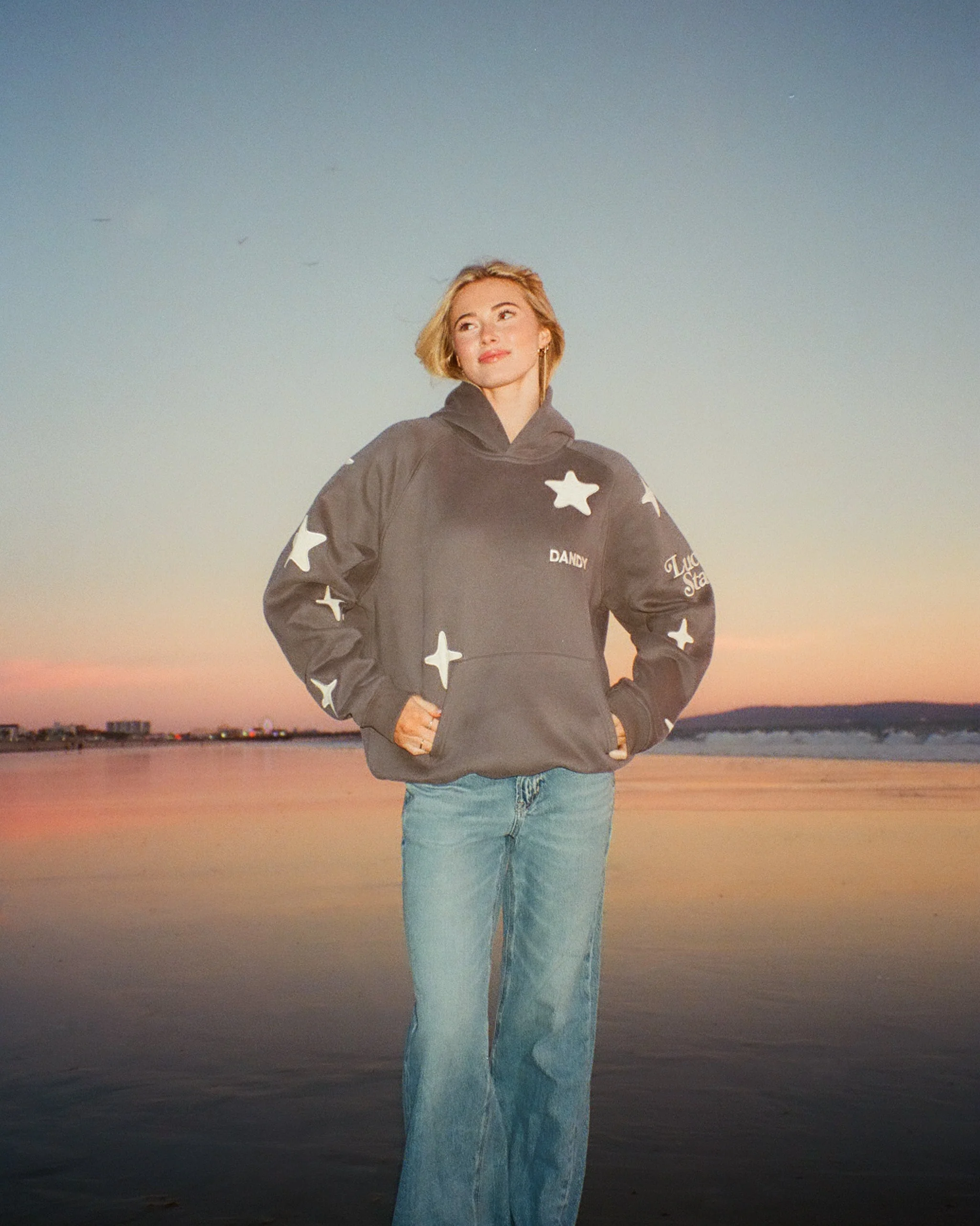 "Lucky Stars" Oversized Lux Hoodie in Dark Gray - Image 8