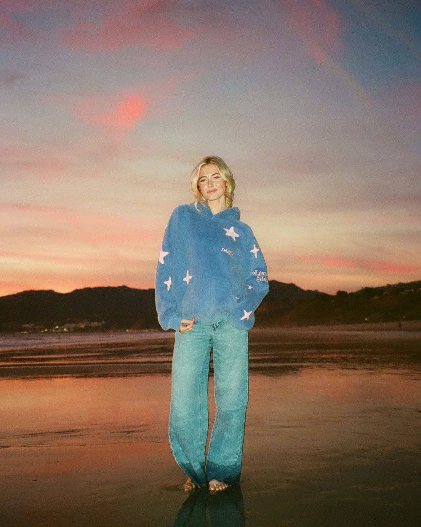 "Lucky Stars" Oversized Lux Hoodie in Vintage Washed Blue - Image 11