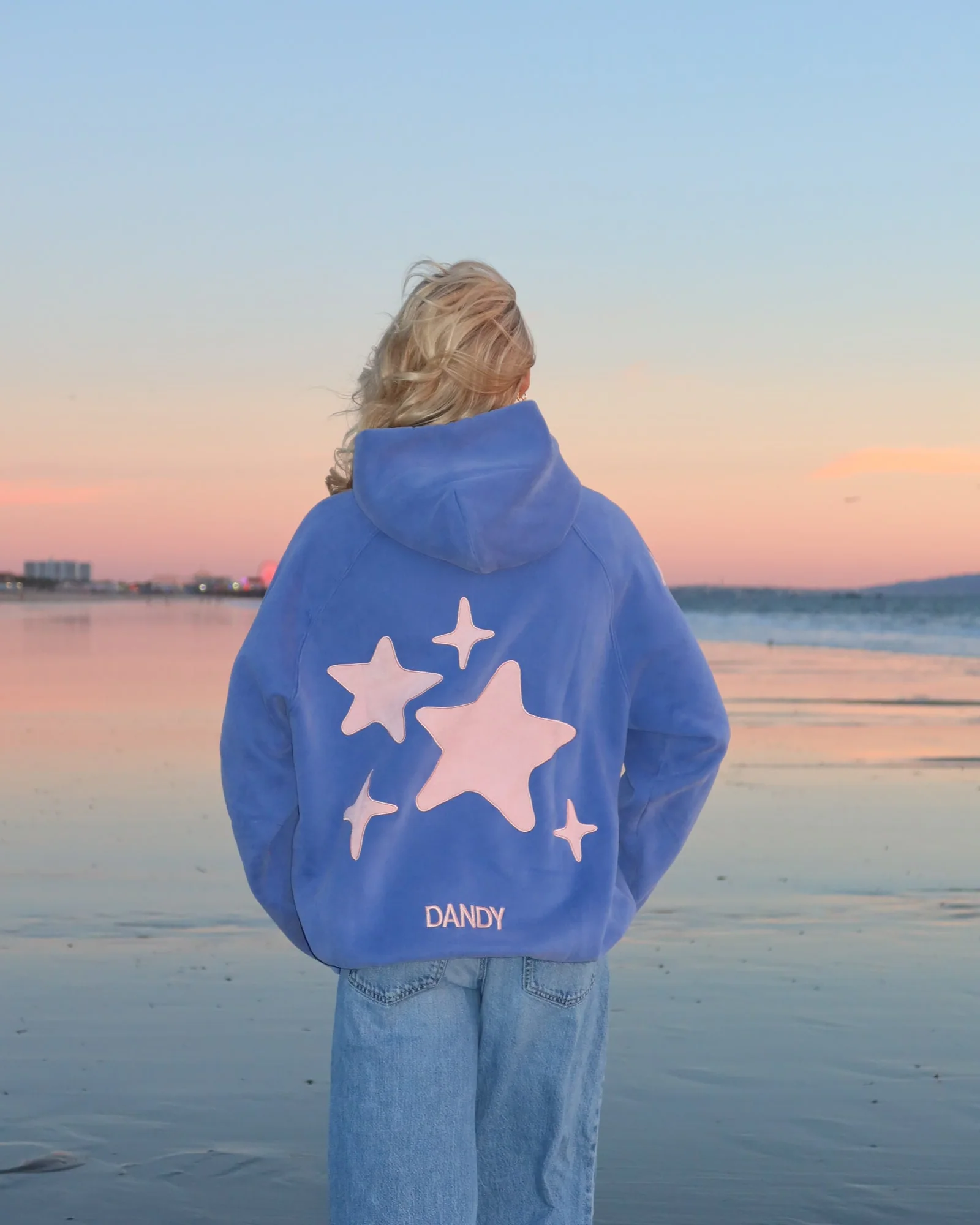 "Lucky Stars" Oversized Lux Hoodie in Vintage Washed Blue - Image 2