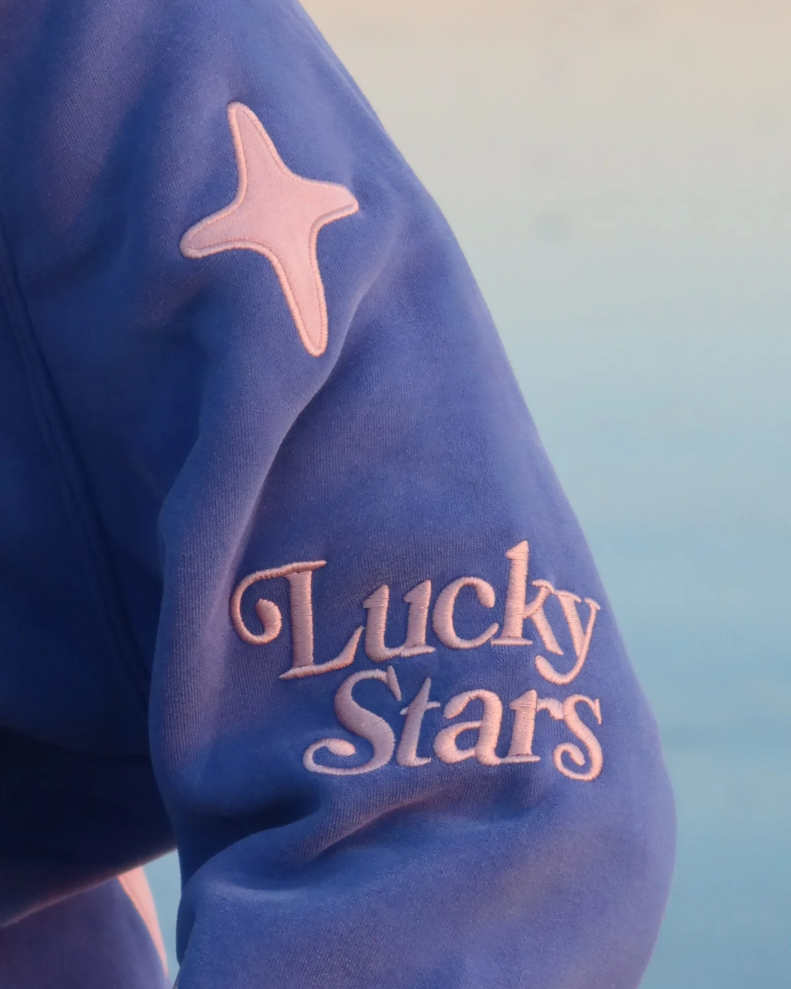 "Lucky Stars" Oversized Lux Hoodie in Vintage Washed Blue - Image 4