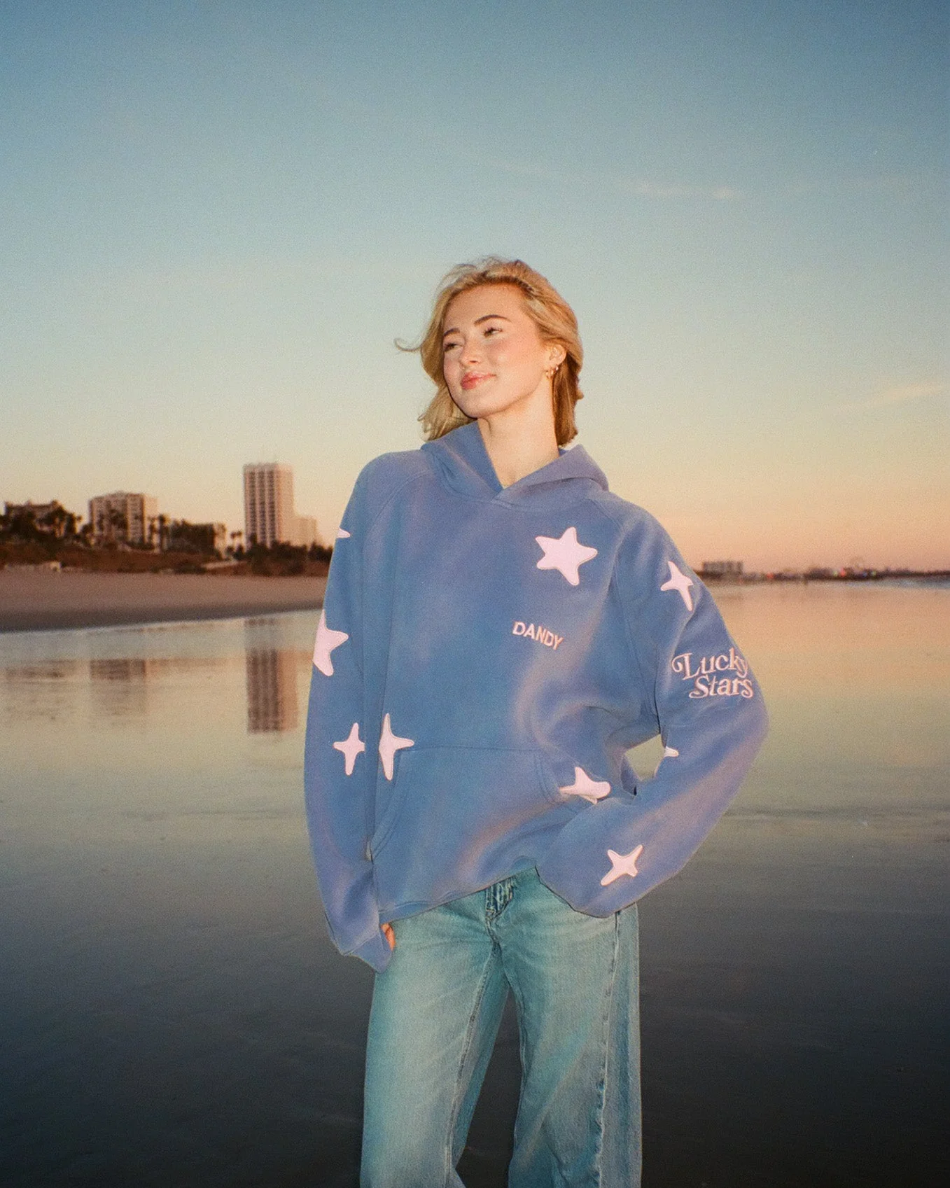 "Lucky Stars" Oversized Lux Hoodie in Vintage Washed Blue - Image 6