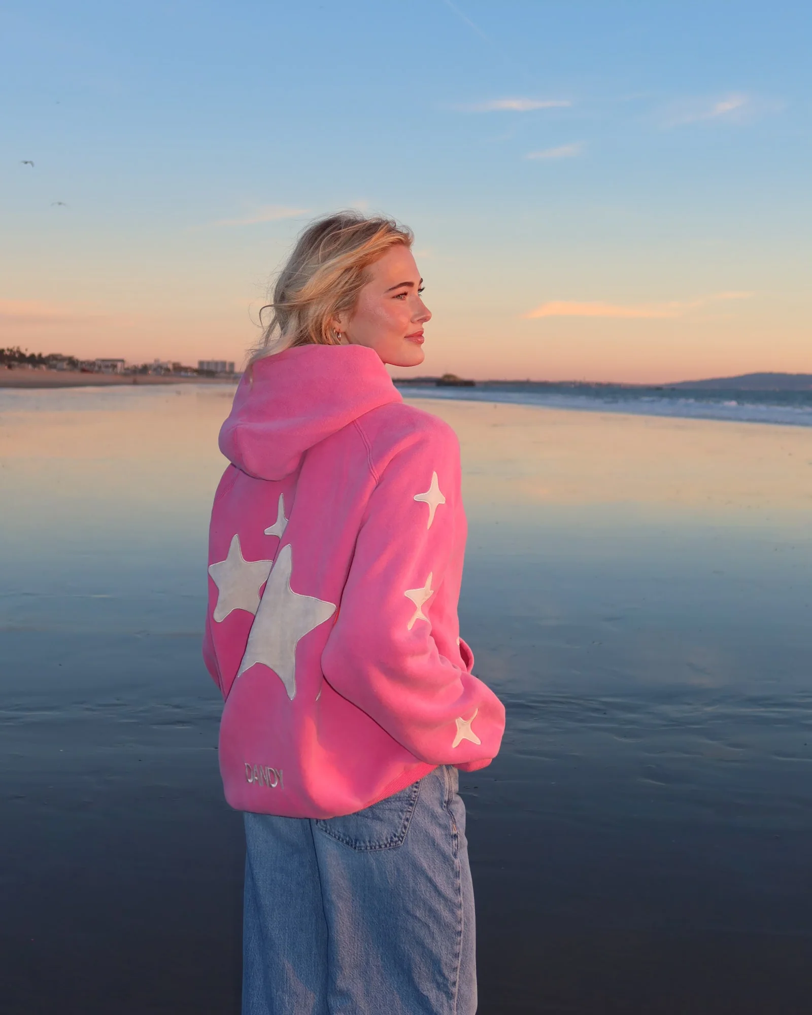 "Lucky Stars" Oversized Lux Hoodie in Vintage Washed Pink - Image 2