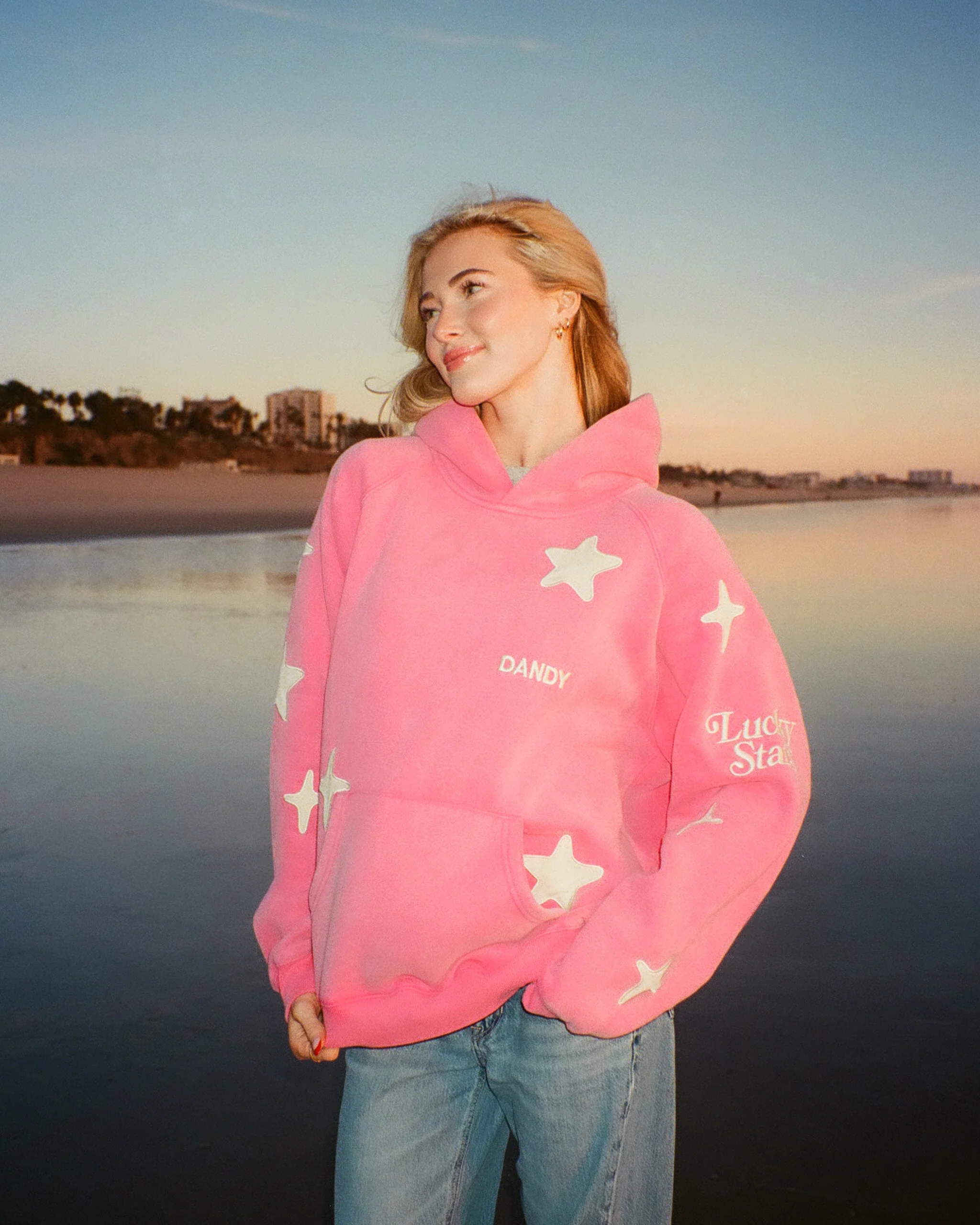 "Lucky Stars" Oversized Lux Hoodie in Vintage Washed Pink - Image 3