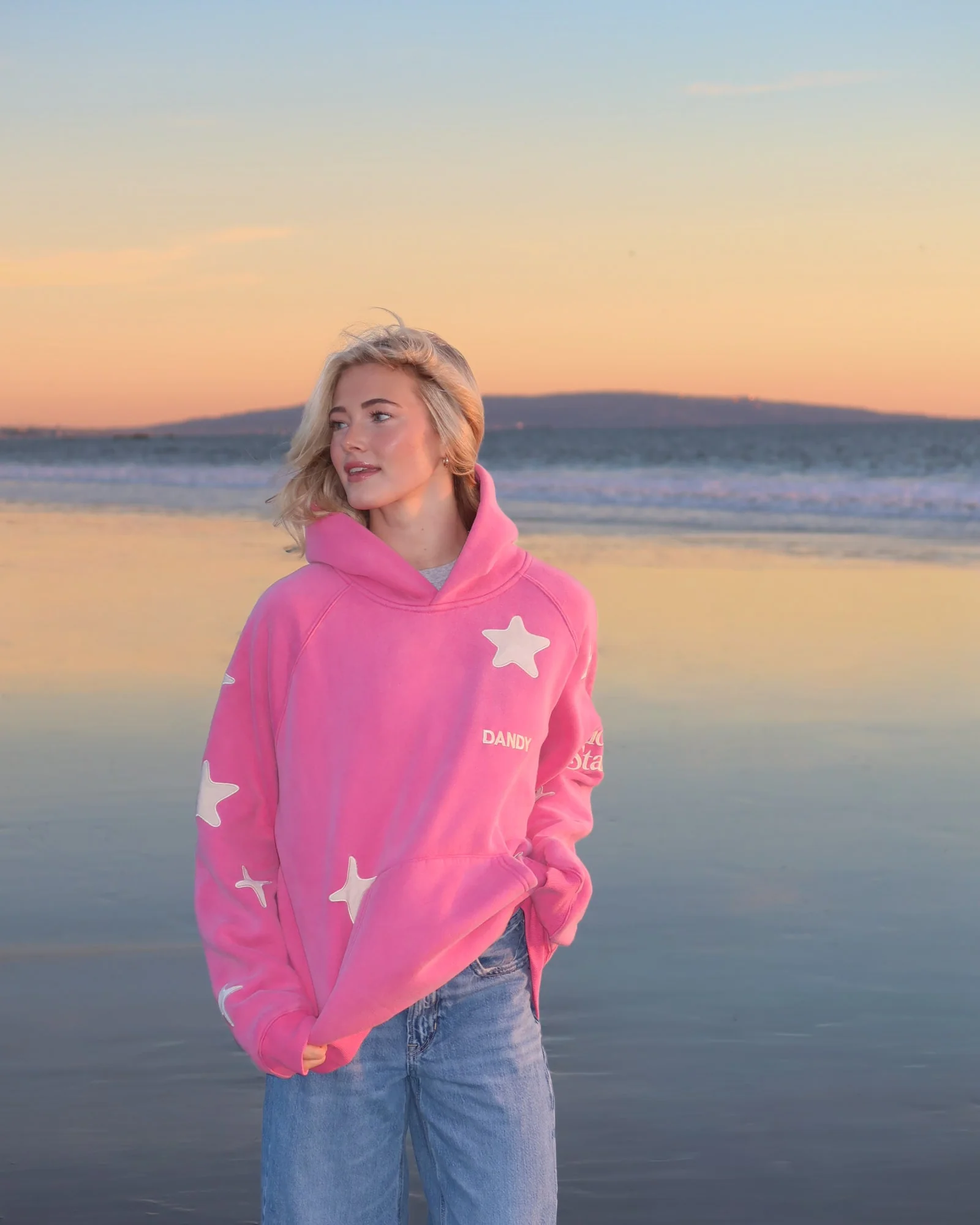 "Lucky Stars" Oversized Lux Hoodie in Vintage Washed Pink - Image 4