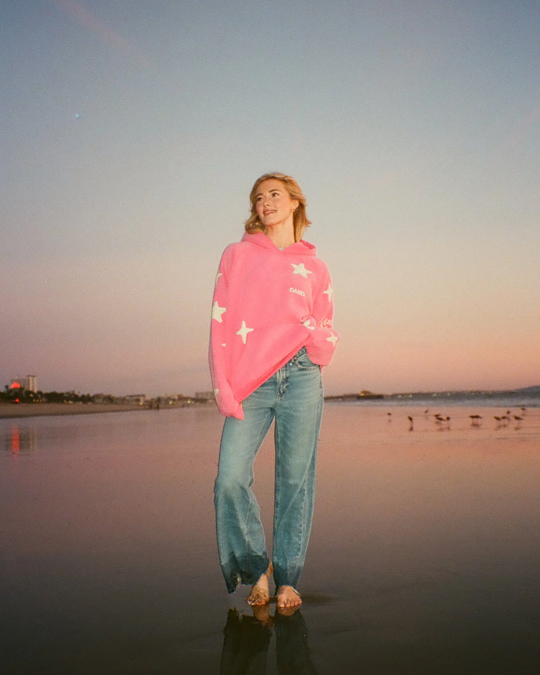 "Lucky Stars" Oversized Lux Hoodie in Vintage Washed Pink - Image 9