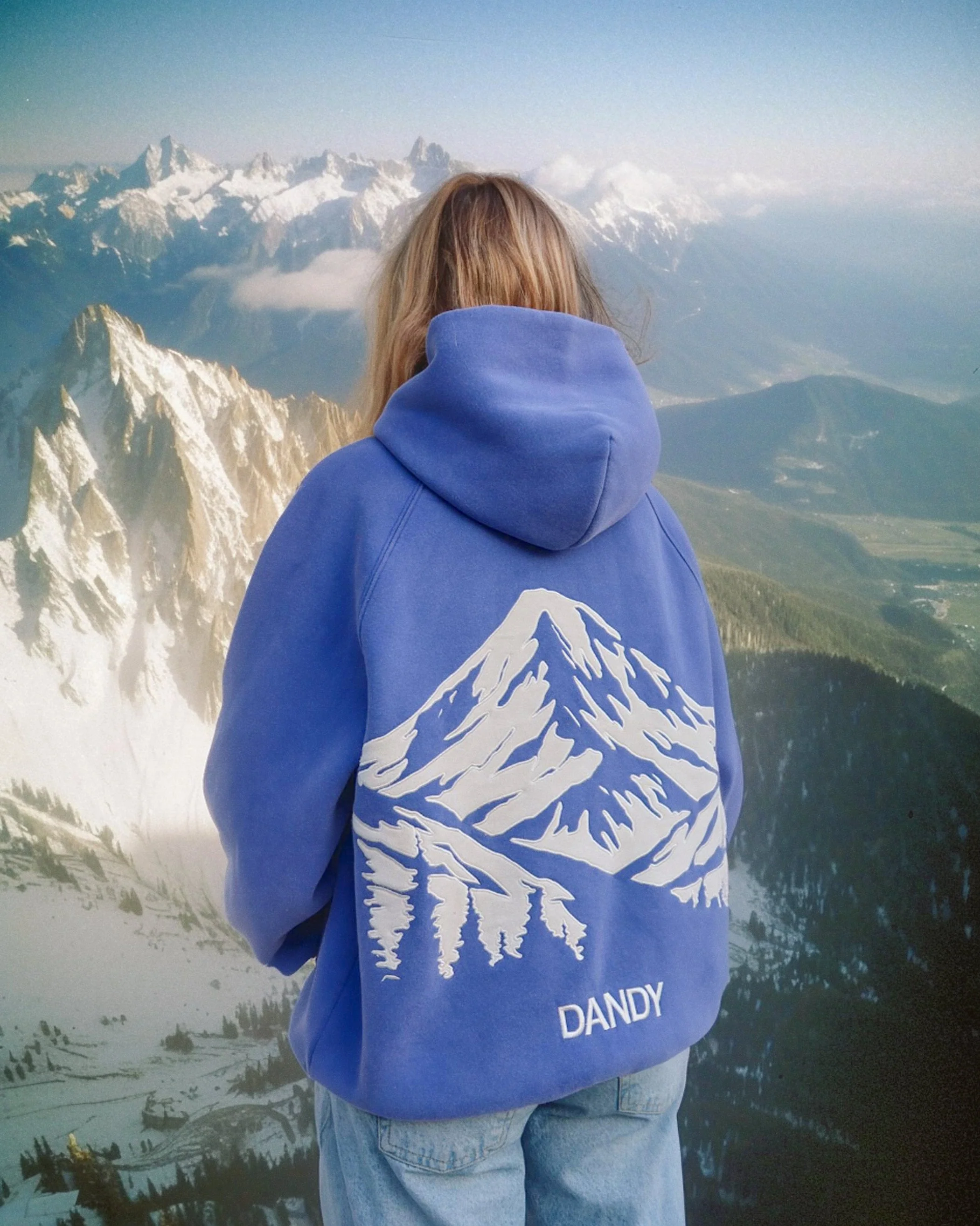 "Mountain" Oversized Lux Hoodie in Vintage Washed Blue - Image 3