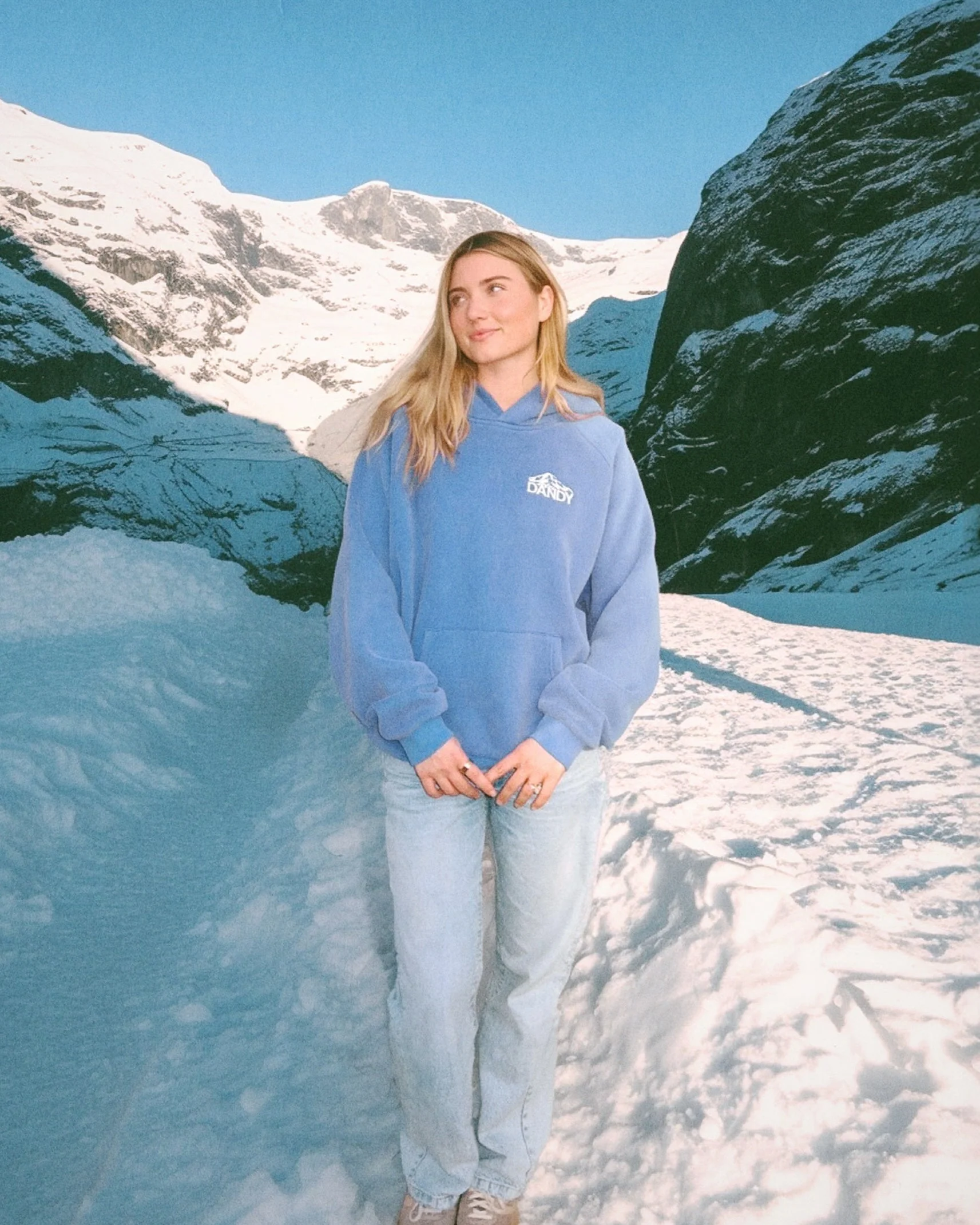 "Mountain" Oversized Lux Hoodie in Vintage Washed Blue - Image 4