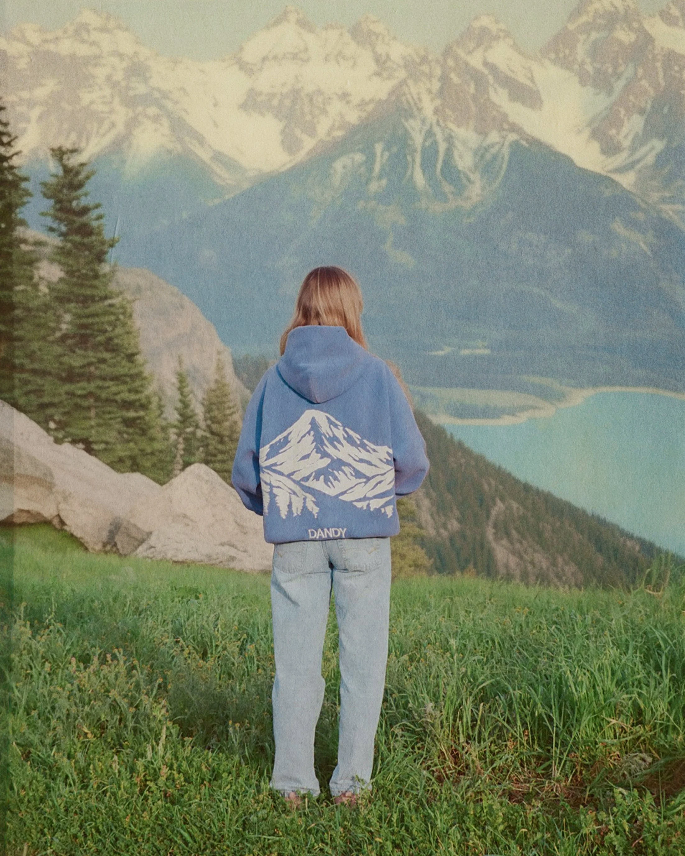 "Mountain" Oversized Lux Hoodie in Vintage Washed Blue - Image 5