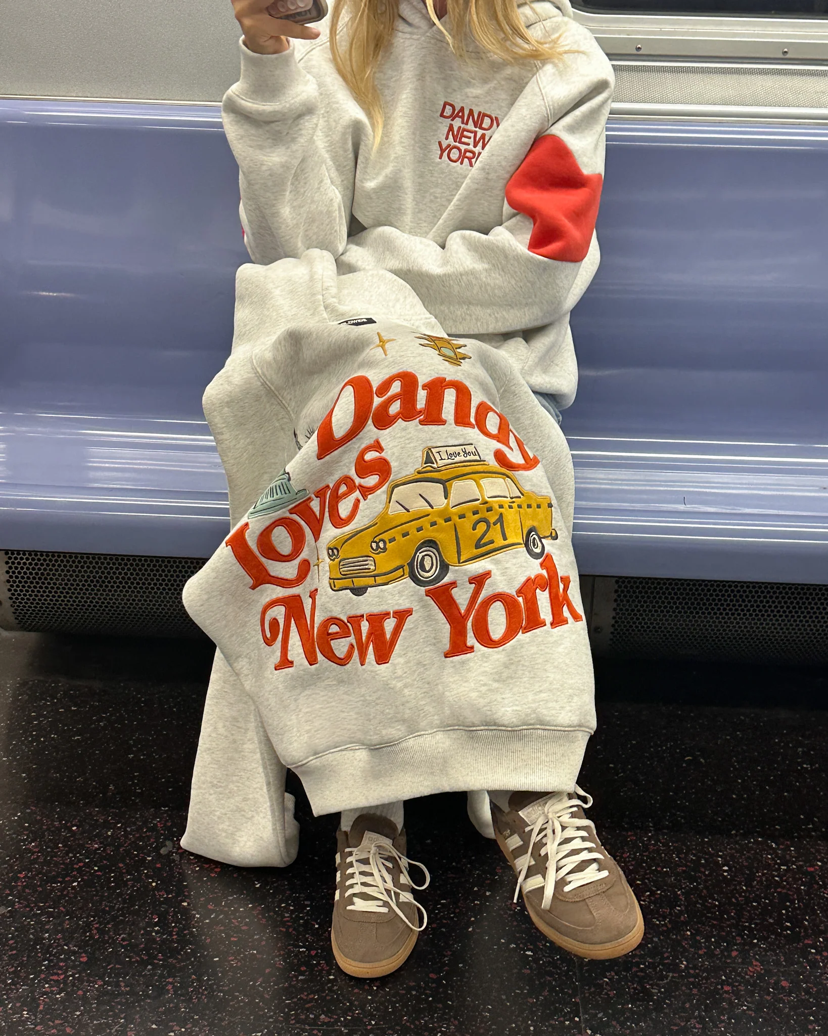 "New York" Oversized Lux Hoodie in Heather Gray - Image 5
