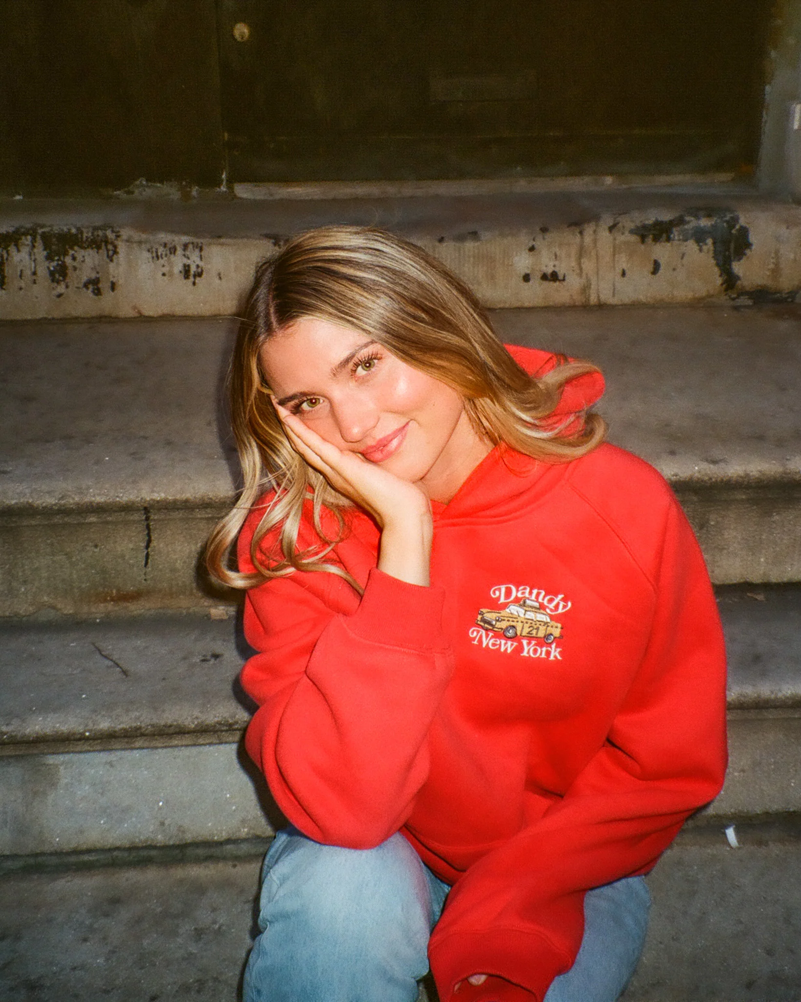 "New York" Oversized Lux Hoodie in Red - Image 2