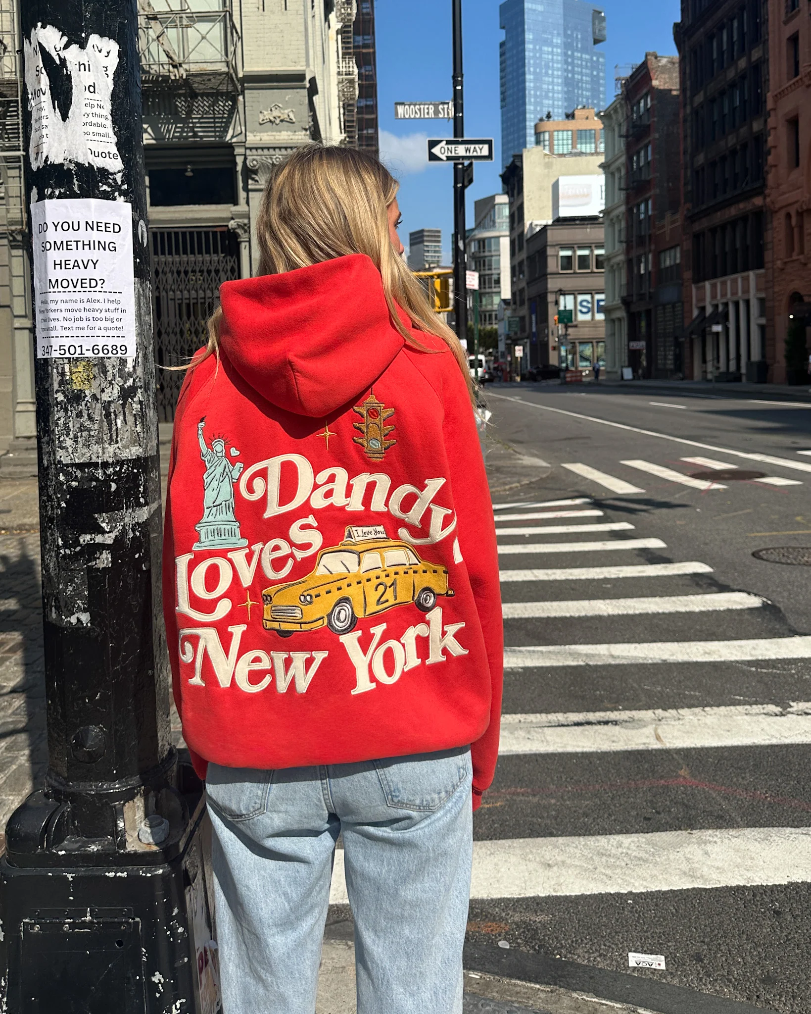 "New York" Oversized Lux Hoodie in Red - Image 3