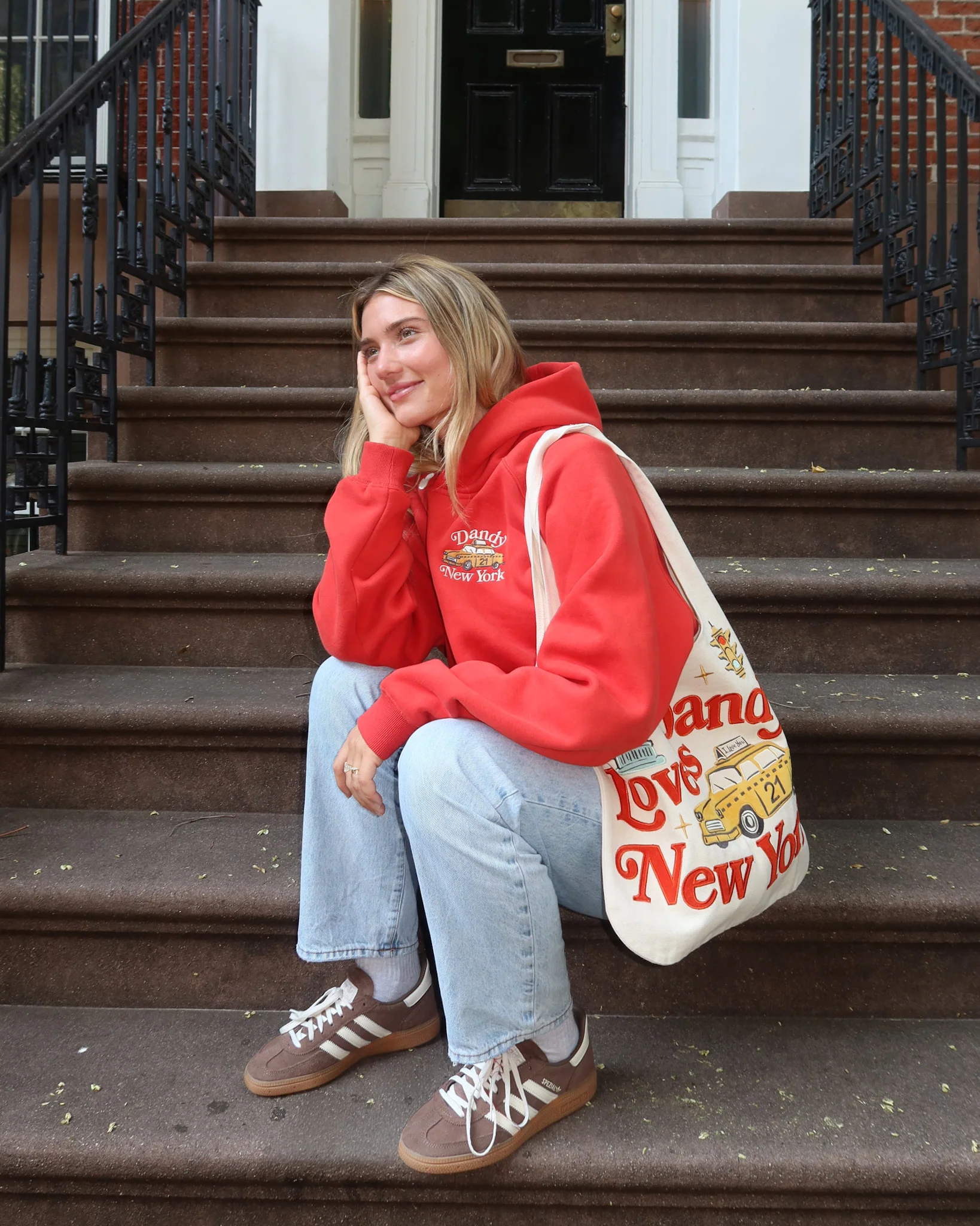 "New York" Oversized Lux Hoodie in Red - Image 8