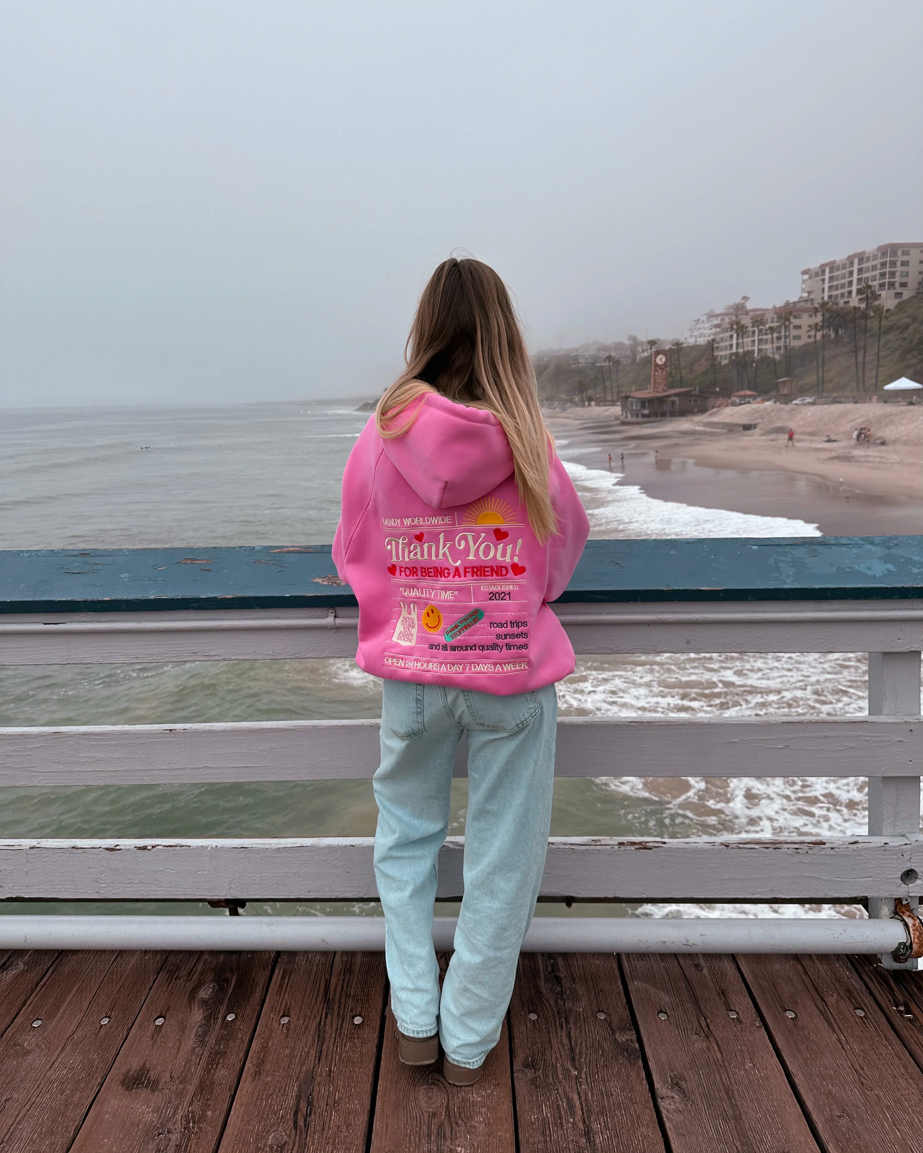 "Quality Time" Oversized Lux Hoodie in Pink - Image 11