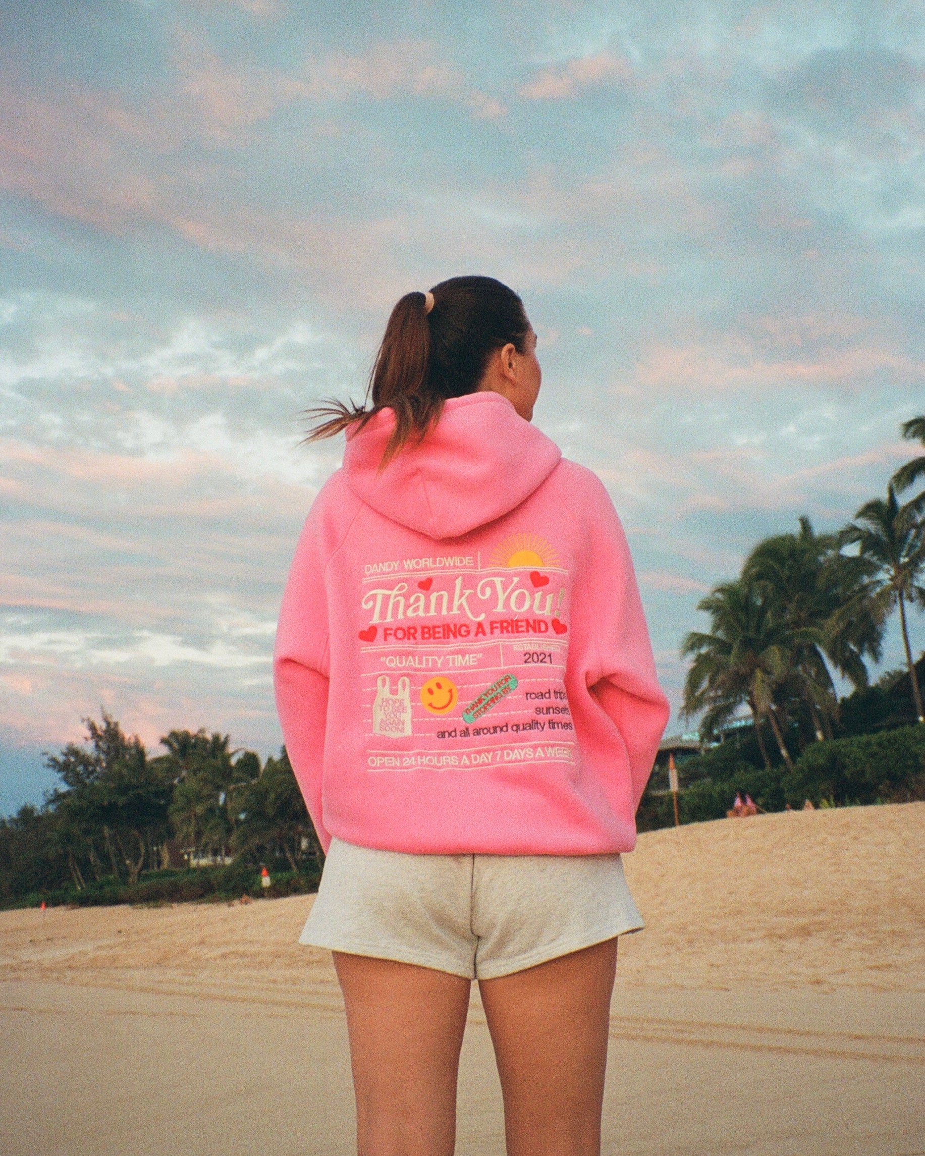 "Quality Time" Oversized Lux Hoodie in Pink - Image 4