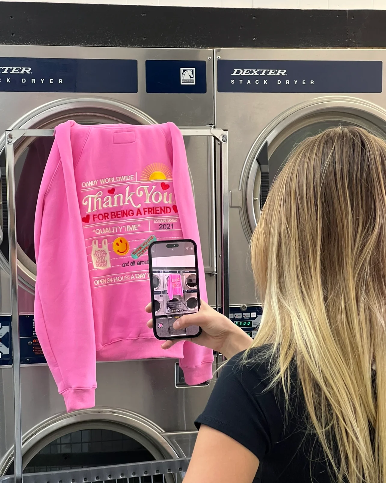 "Quality Time" Oversized Lux Hoodie in Pink - Image 6