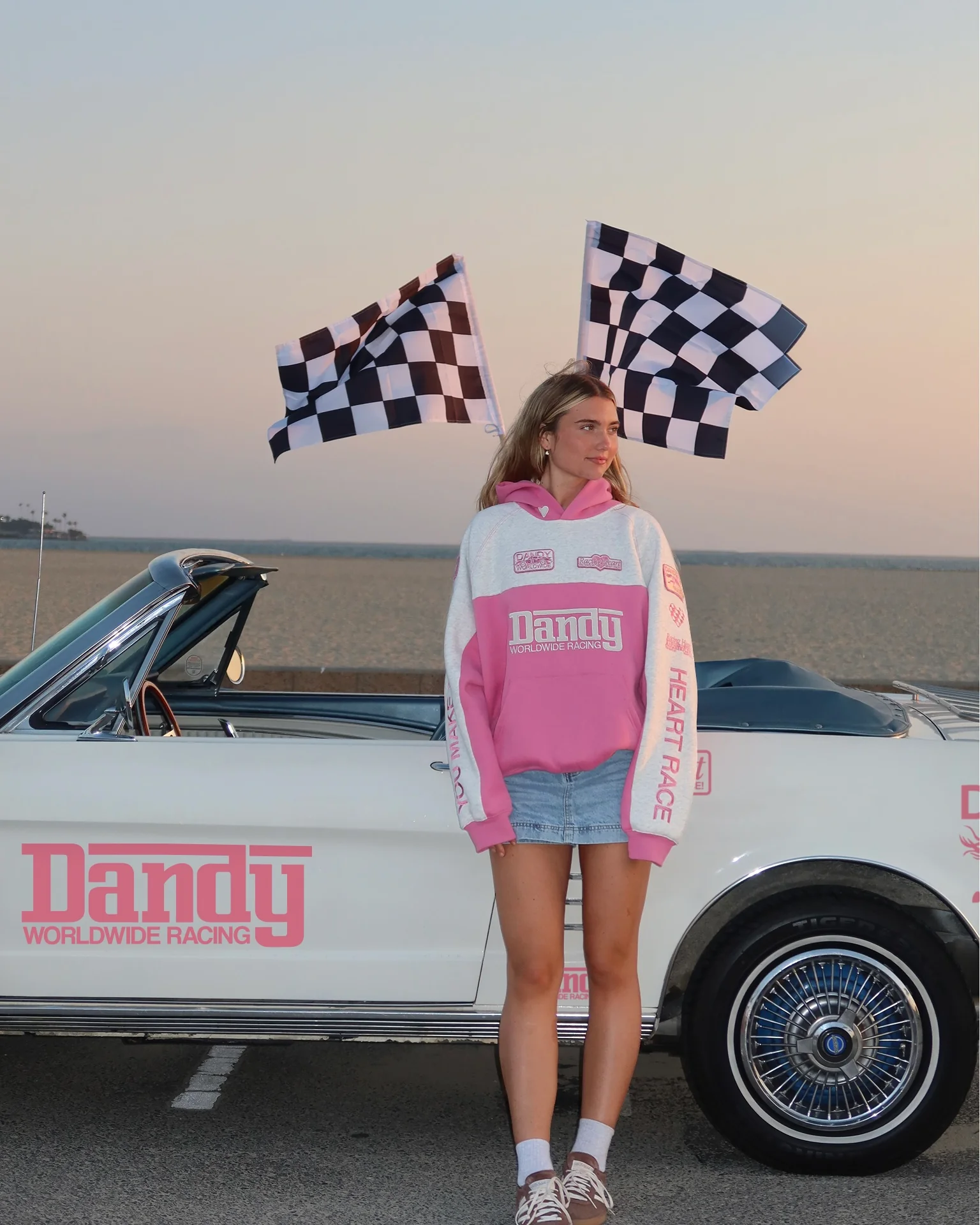 "Racing Heart" Oversized Lux Hoodie in Pink - Image 2