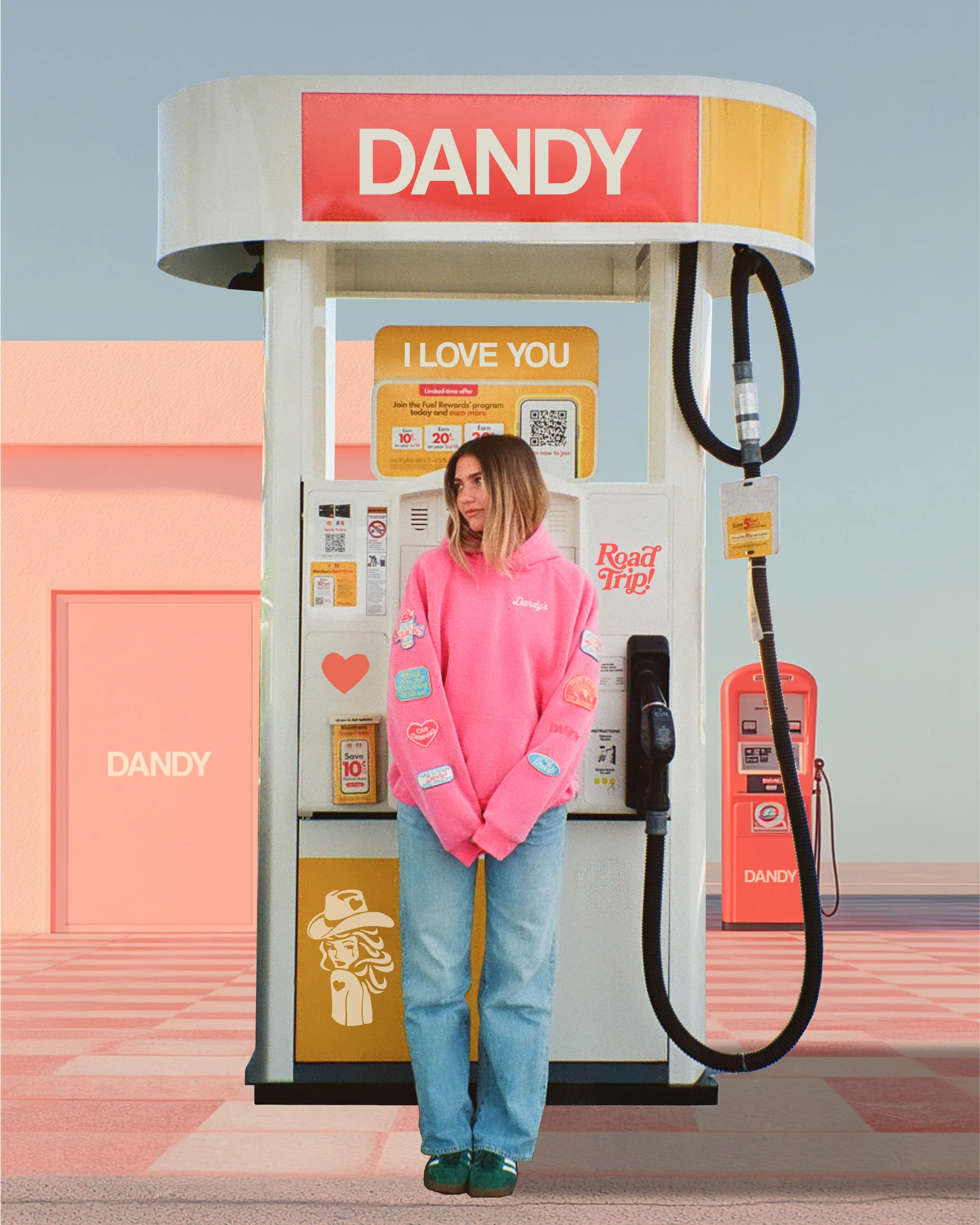 "Road Trip!" Oversized Lux Hoodie in Vintage Washed Pink - Image 9
