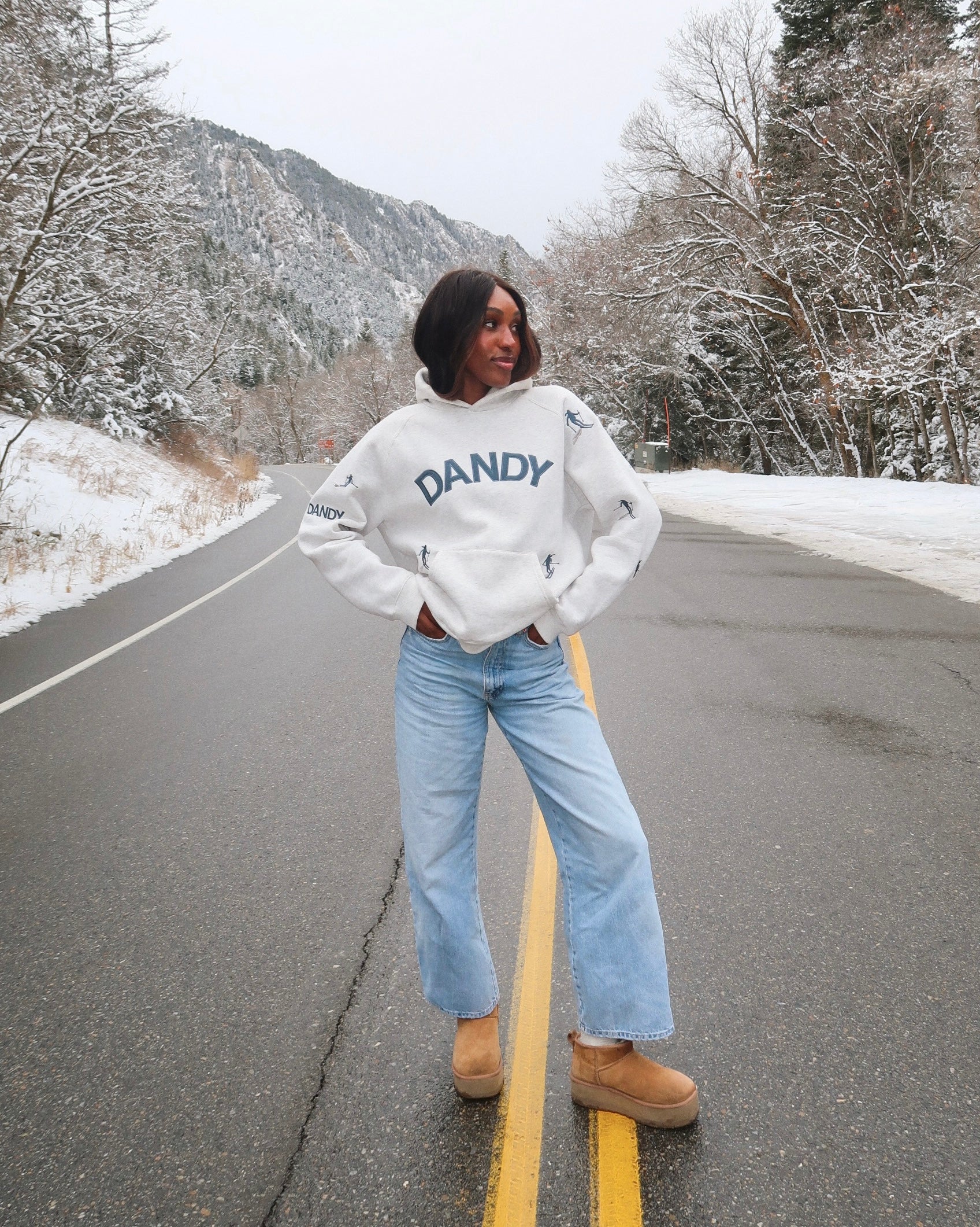 "Snow Day" Oversized Lux Hoodie in Heather Gray - Image 4