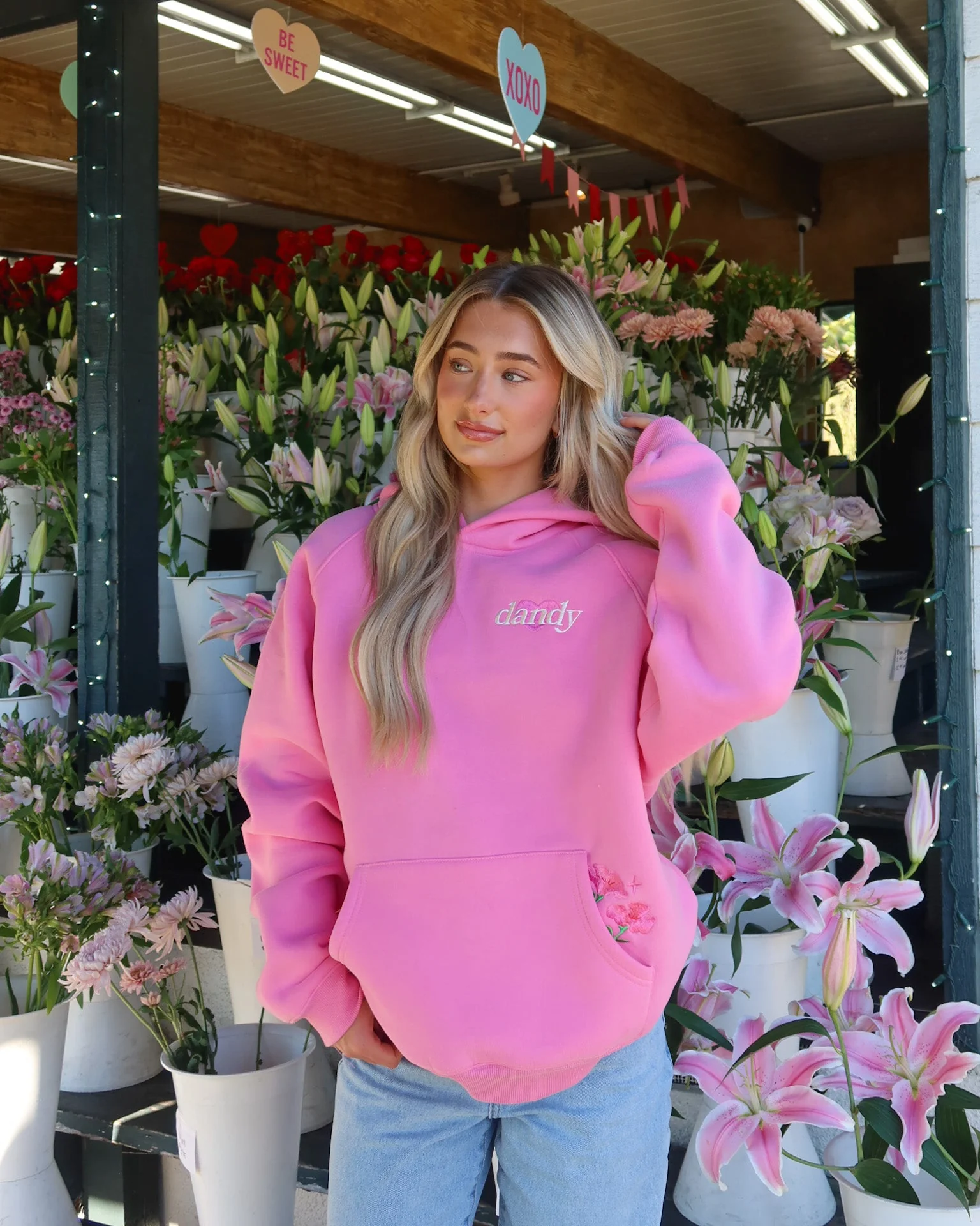 "These Flowers" Oversized Lux Hoodie in Pink - Image 2