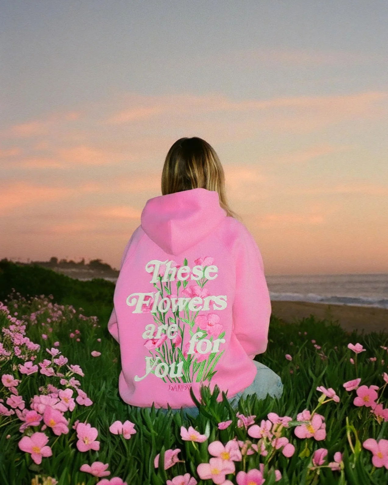 "These Flowers" Oversized Lux Hoodie in Pink - Image 3