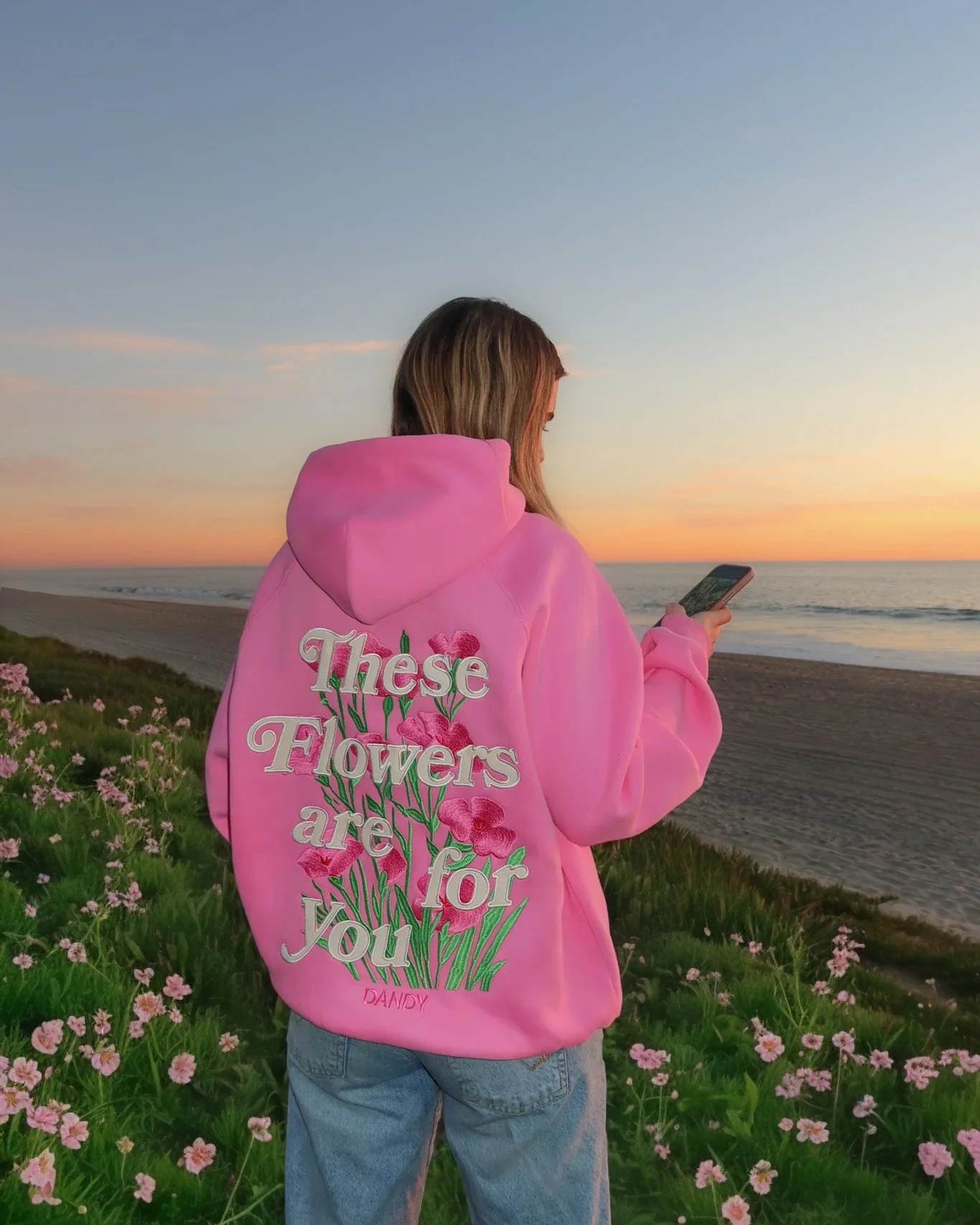 "These Flowers" Oversized Lux Hoodie in Pink - Image 6