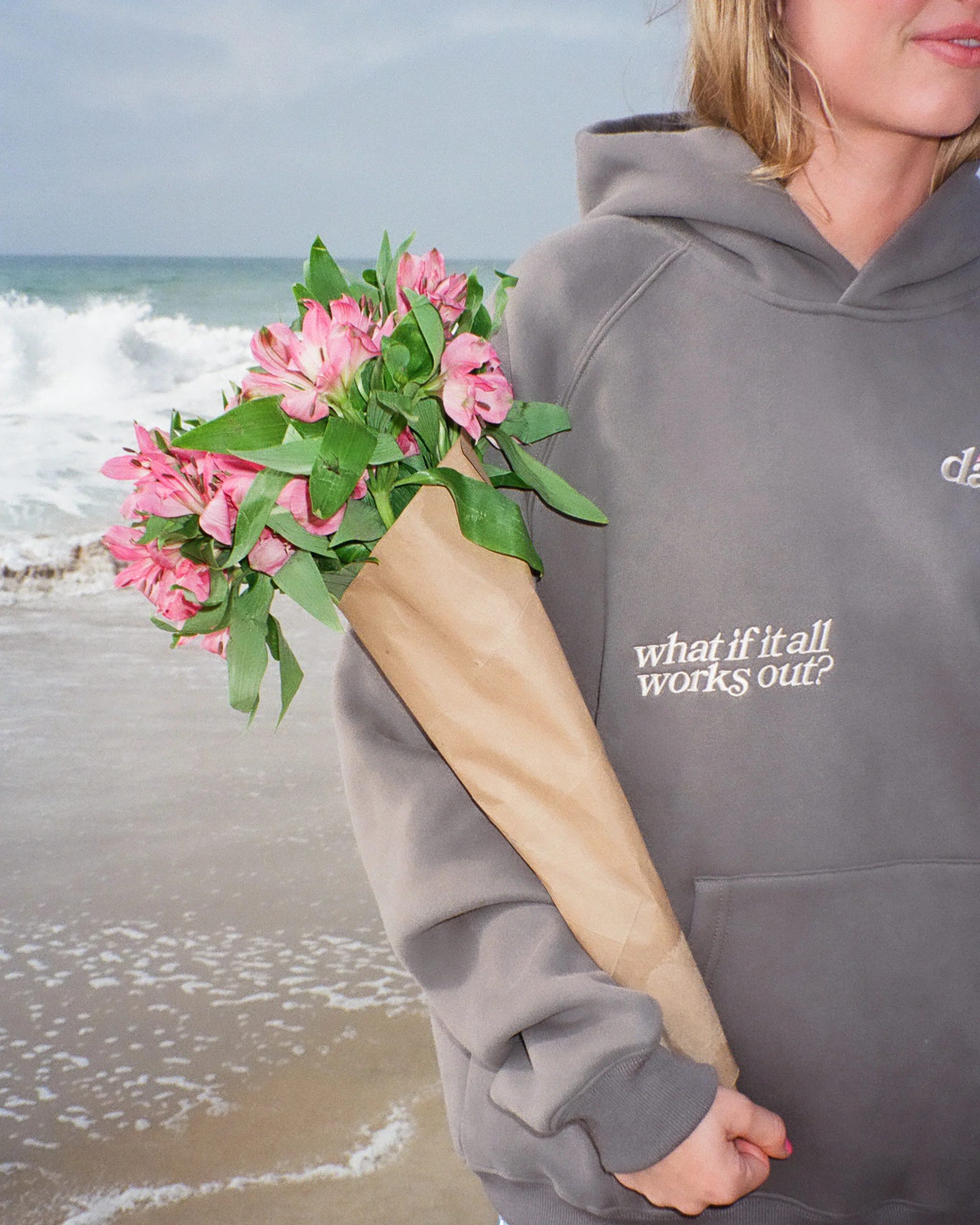 "What If" Oversized Lux Hoodie in Dark Gray - Image 10