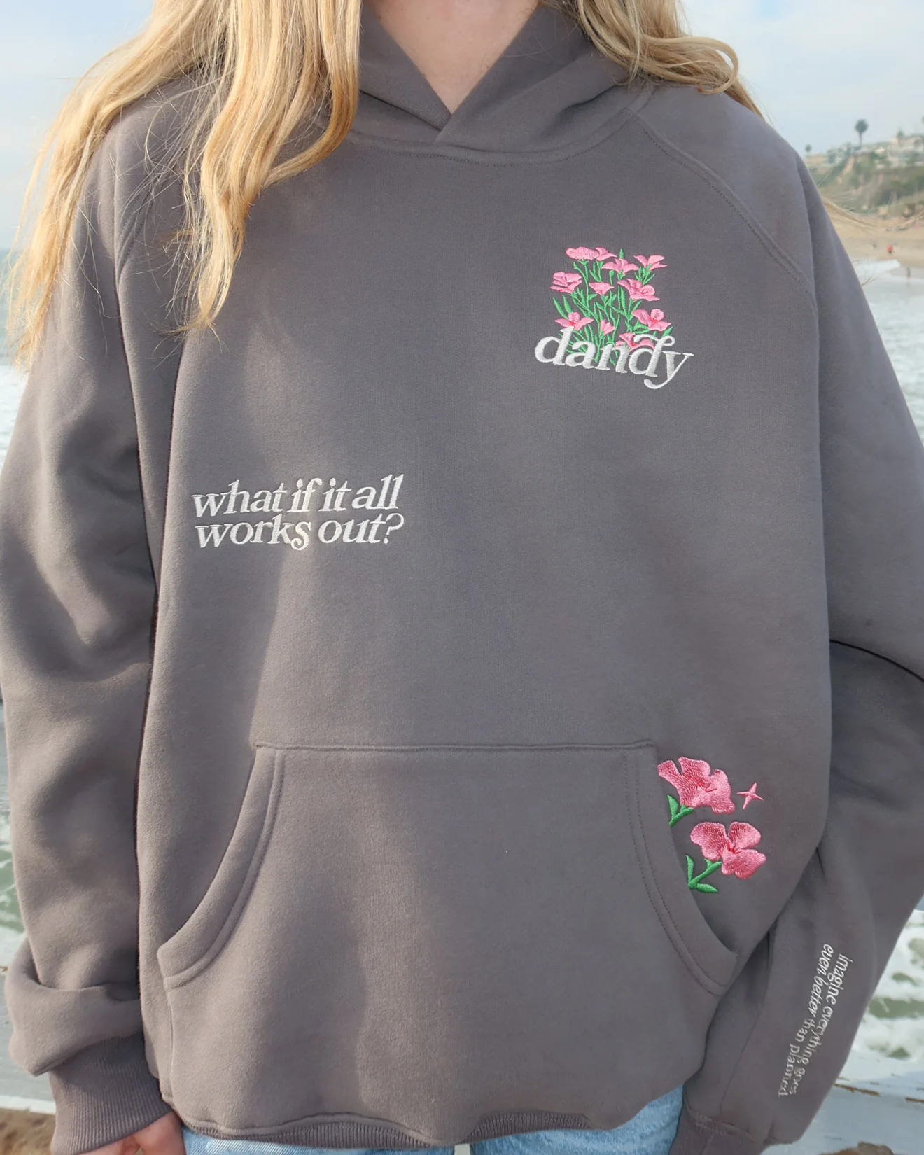 "What If" Oversized Lux Hoodie in Dark Gray - Image 12