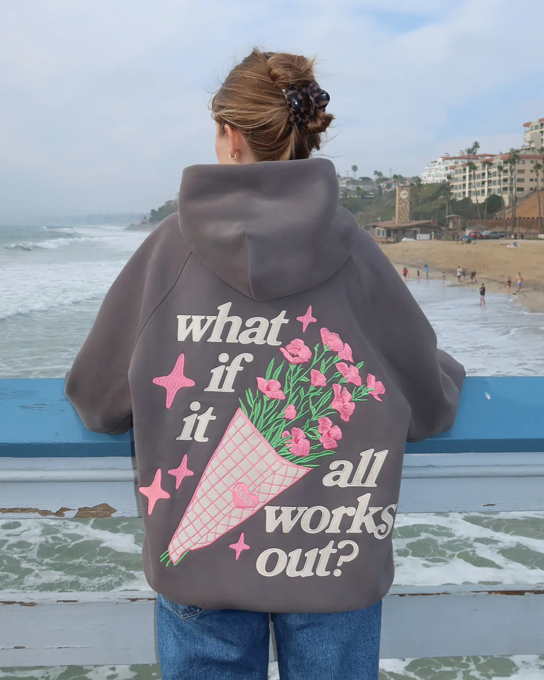 "What If" Oversized Lux Hoodie in Dark Gray - Image 3
