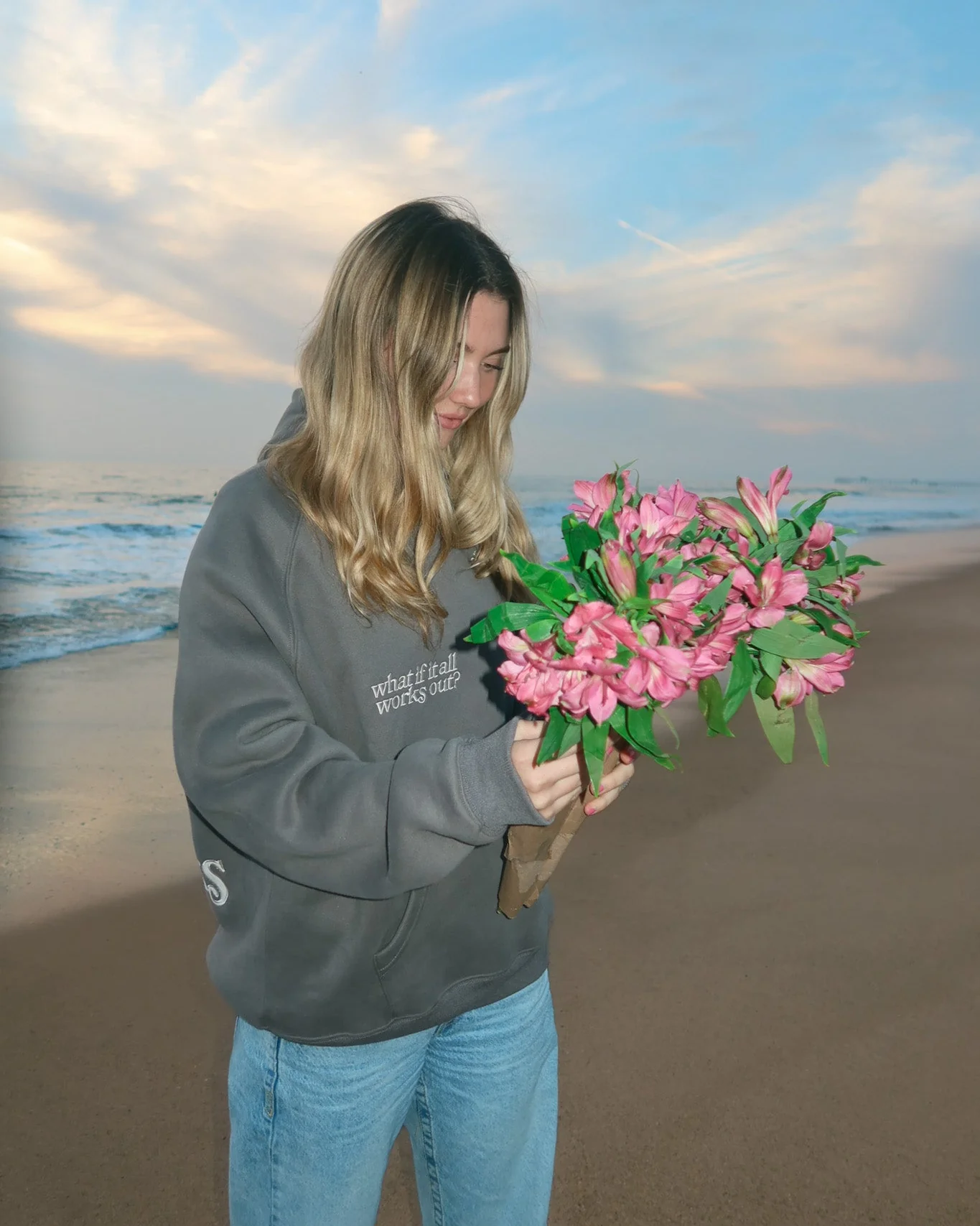 "What If" Oversized Lux Hoodie in Dark Gray - Image 5