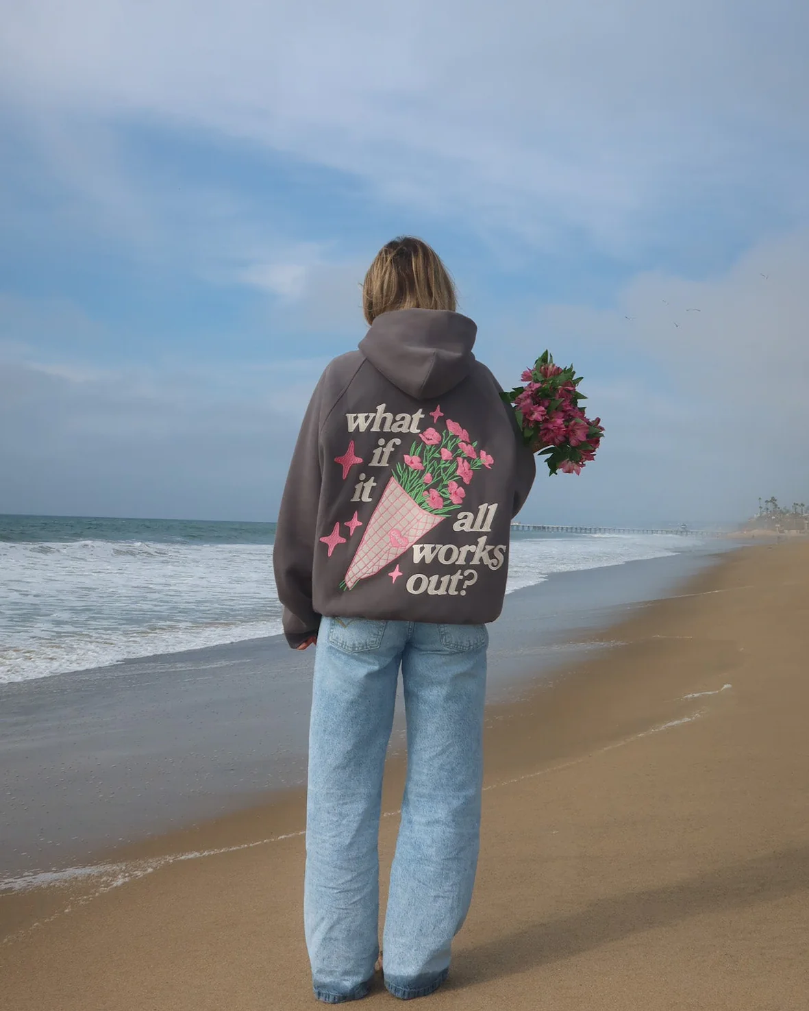 "What If" Oversized Lux Hoodie in Dark Gray - Image 7