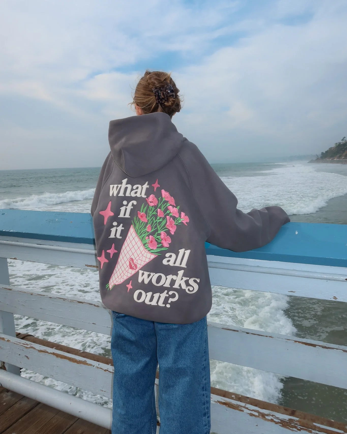 "What If" Oversized Lux Hoodie in Dark Gray - Image 8