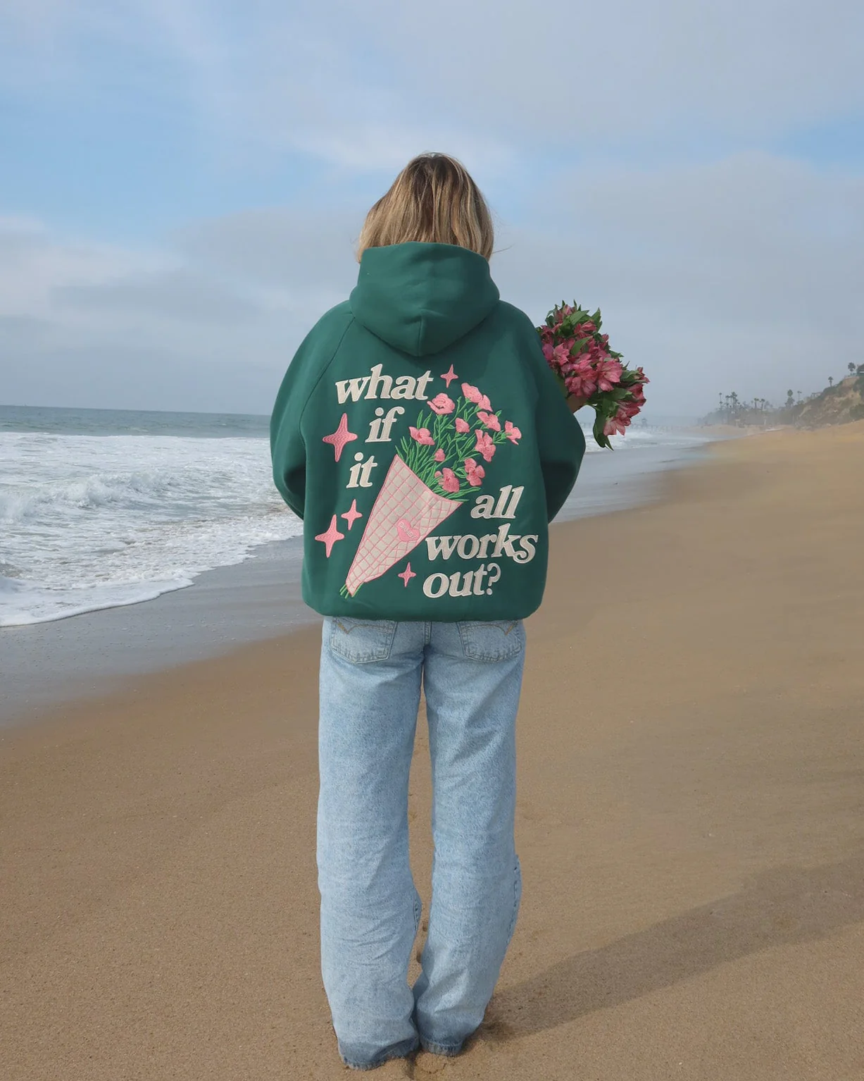 "What If" Oversized Lux Hoodie in Green