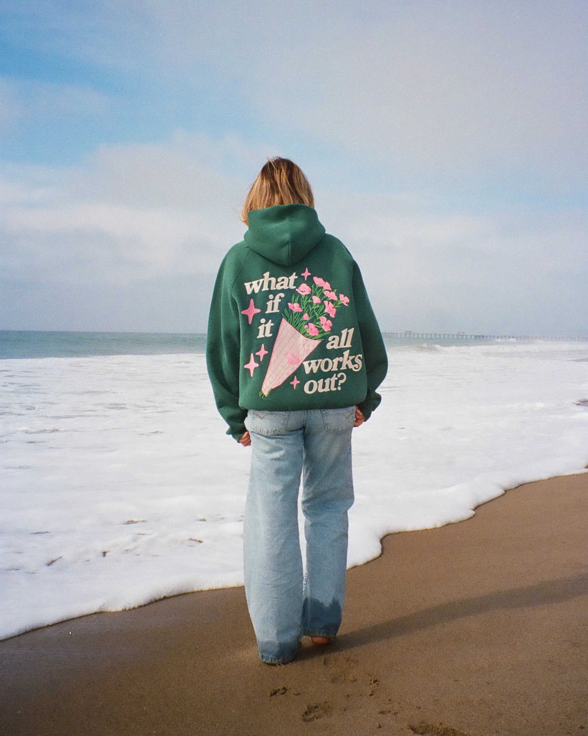"What If" Oversized Lux Hoodie in Green - Image 14
