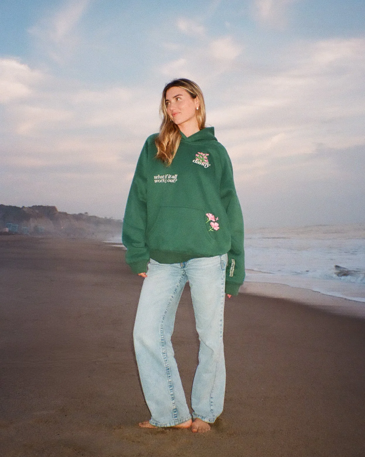 "What If" Oversized Lux Hoodie in Green - Image 2