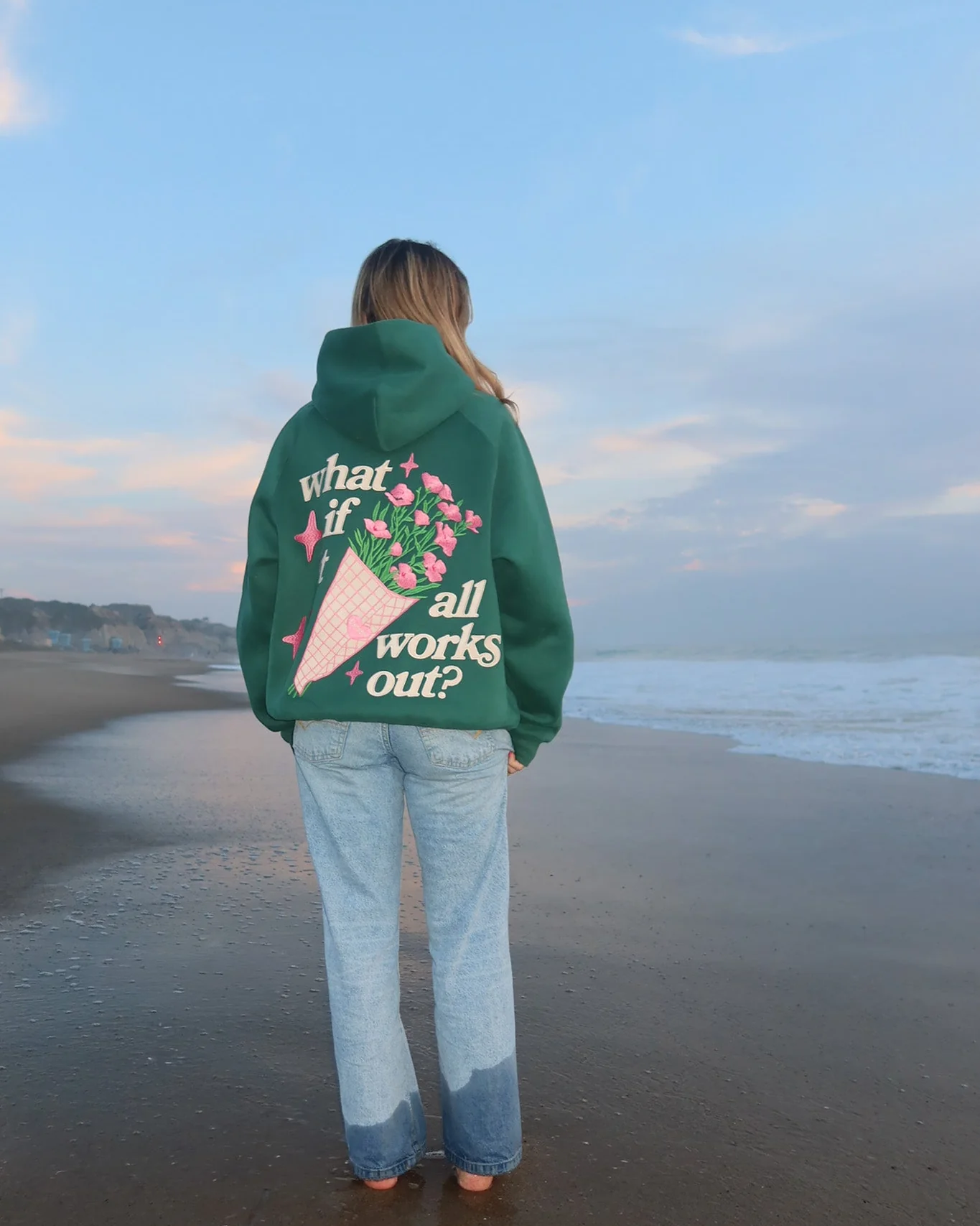 "What If" Oversized Lux Hoodie in Green - Image 4