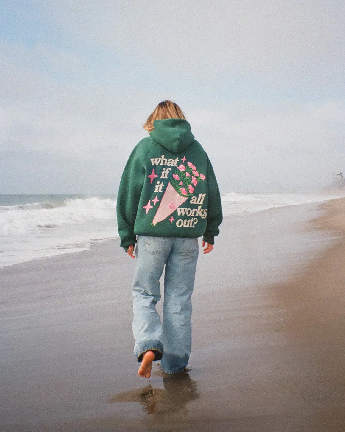"What If" Oversized Lux Hoodie in Green - Image 6
