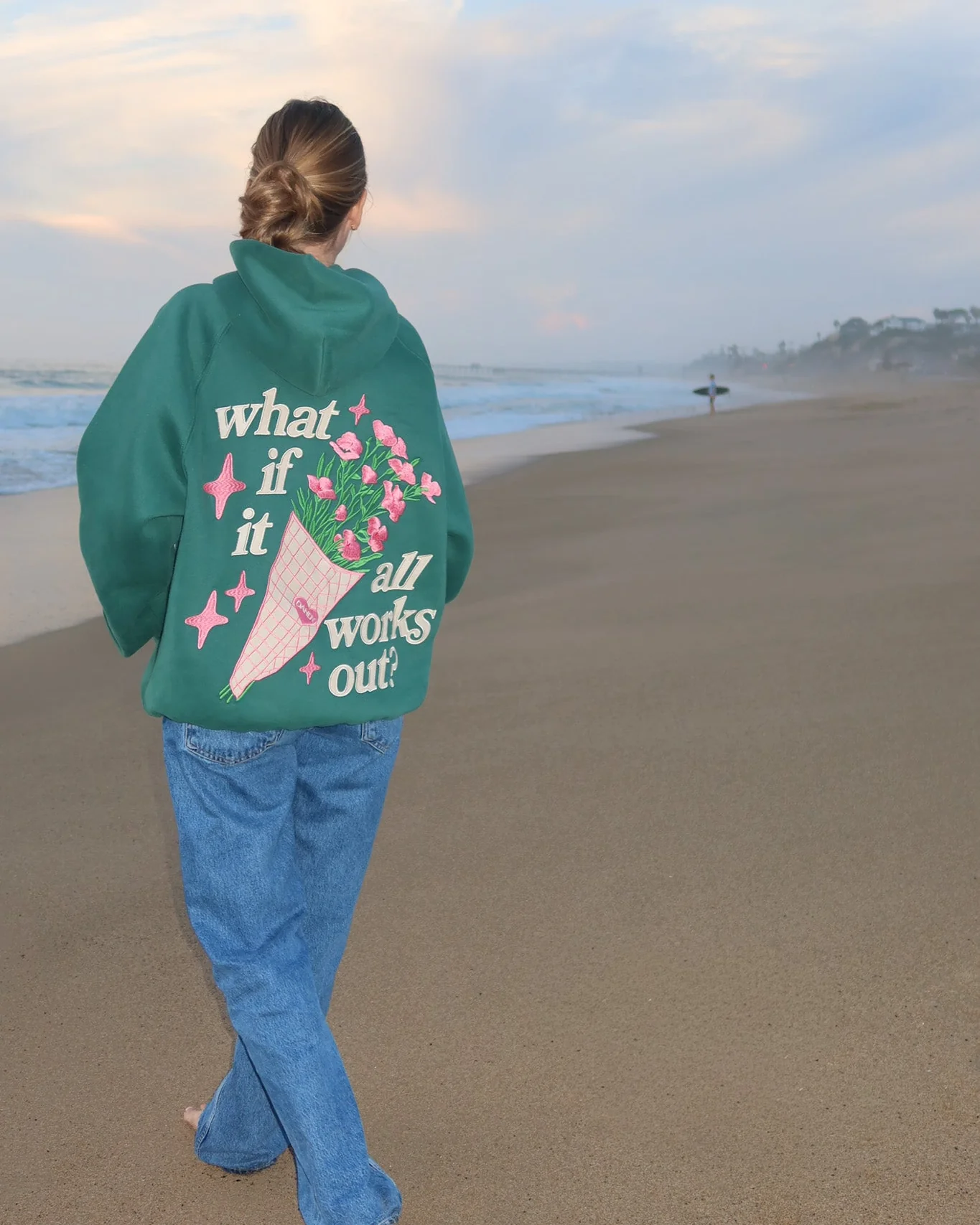 "What If" Oversized Lux Hoodie in Green - Image 8