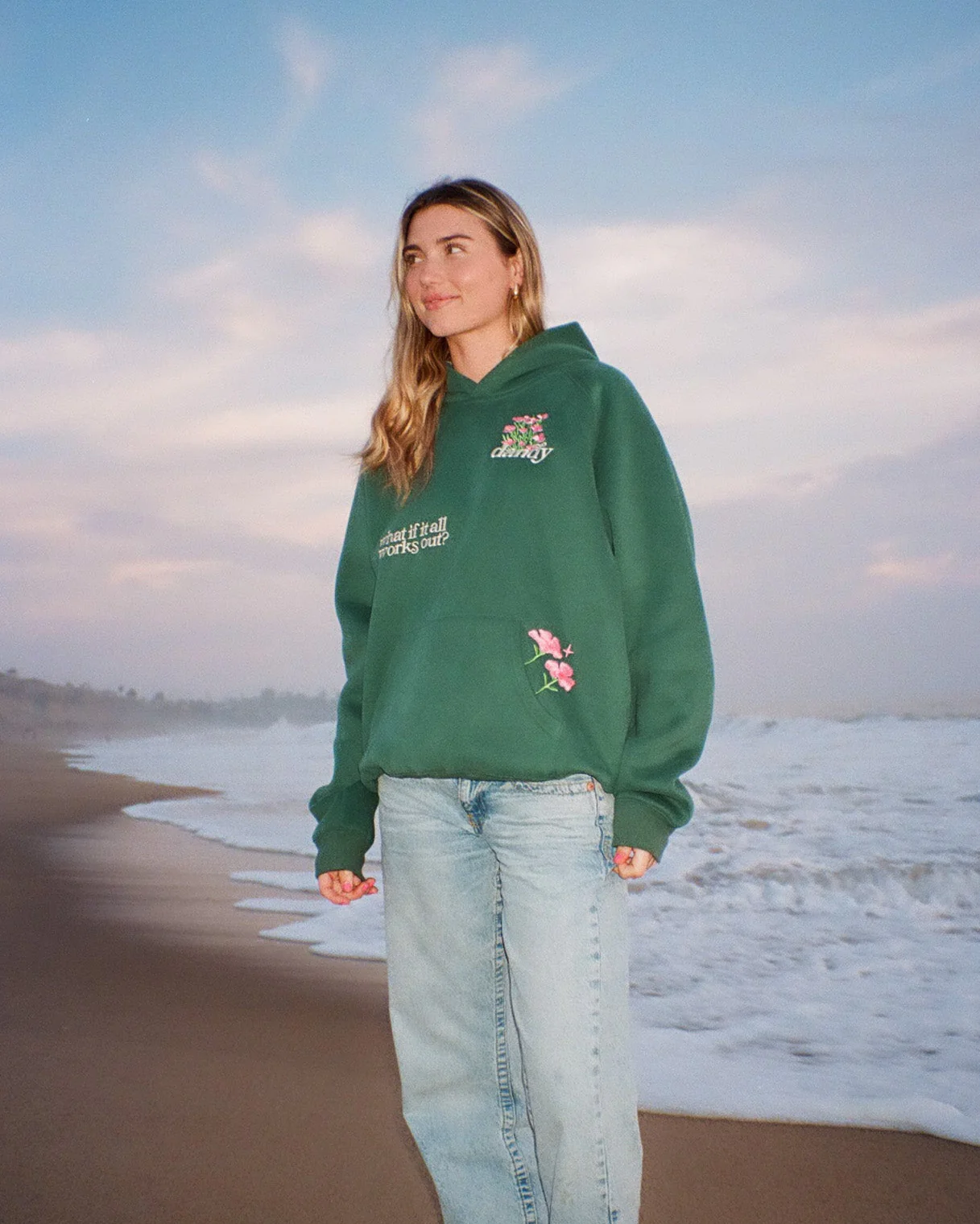 "What If" Oversized Lux Hoodie in Green - Image 9