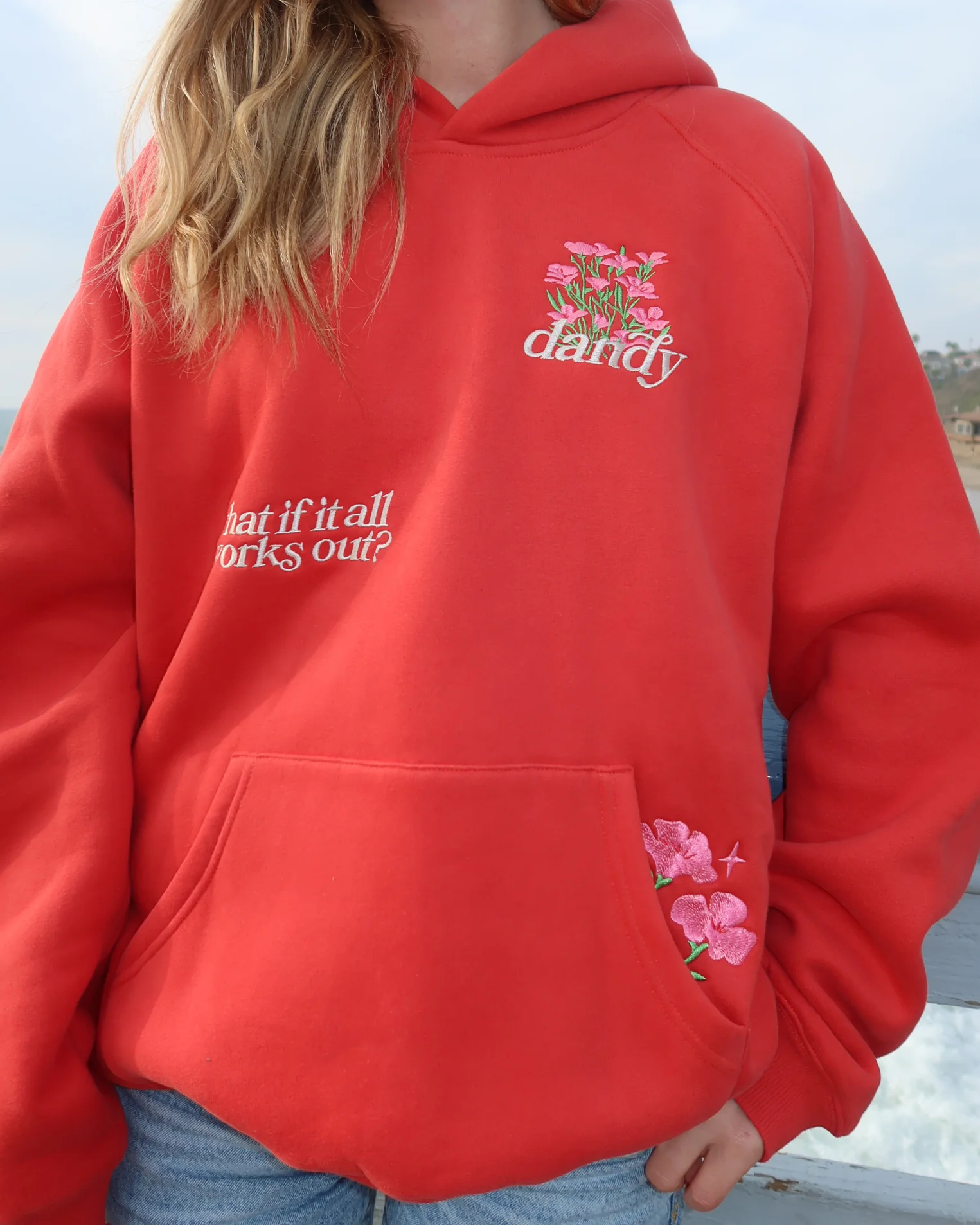 "What If" Oversized Lux Hoodie in Red - Image 10