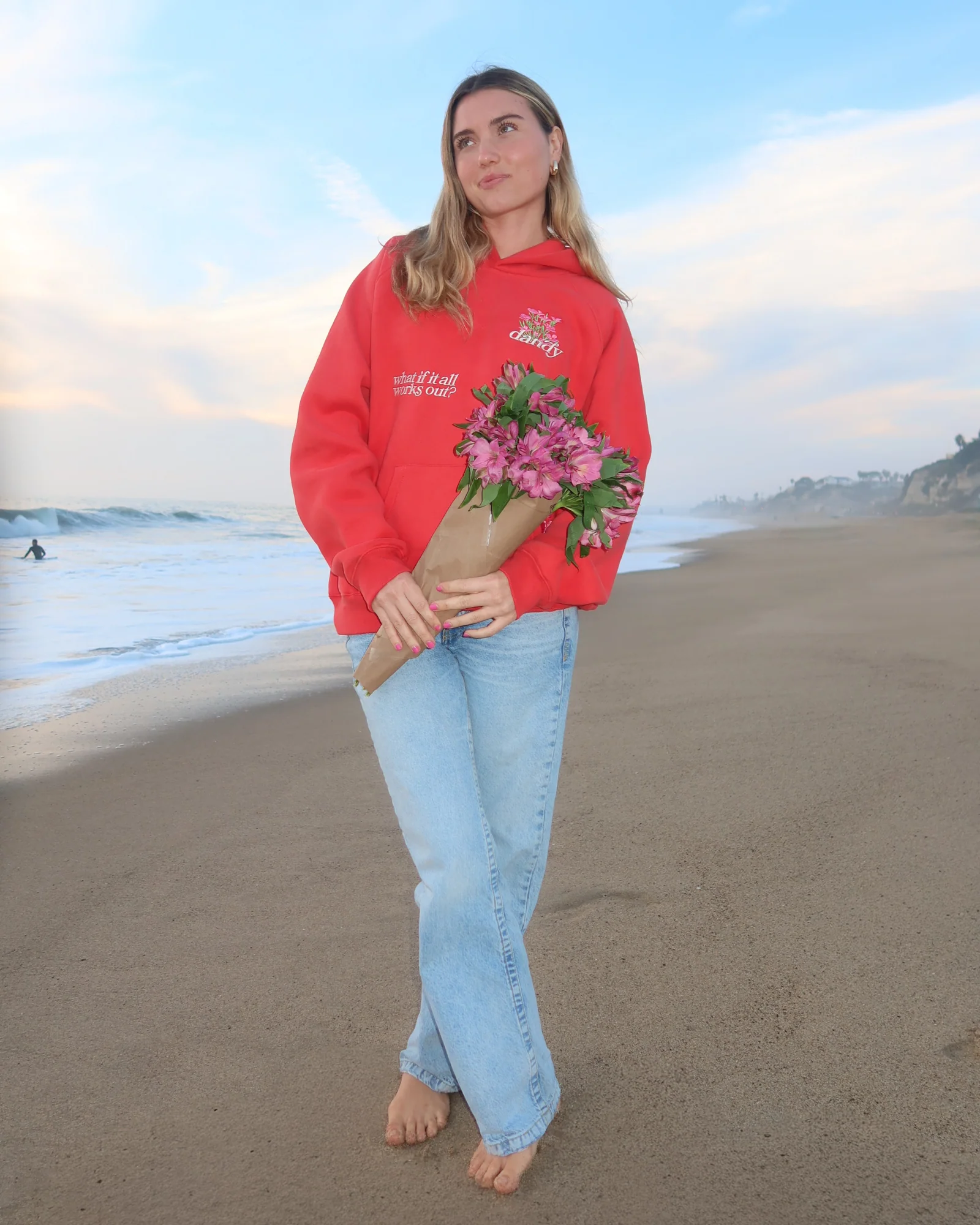 "What If" Oversized Lux Hoodie in Red - Image 2