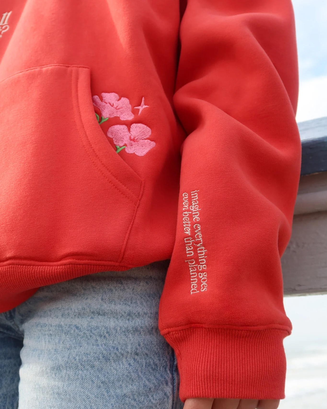 "What If" Oversized Lux Hoodie in Red - Image 3