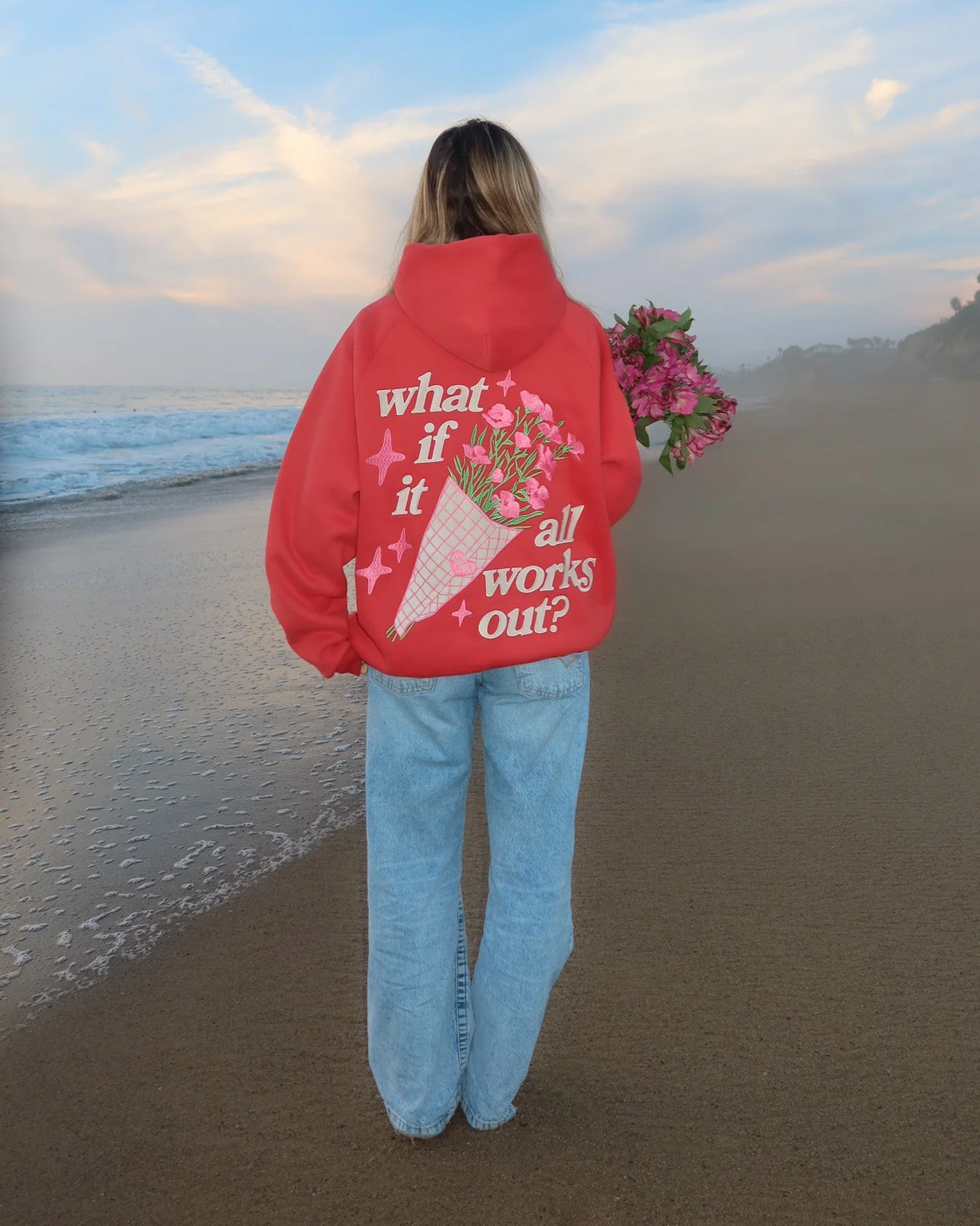 "What If" Oversized Lux Hoodie in Red - Image 4