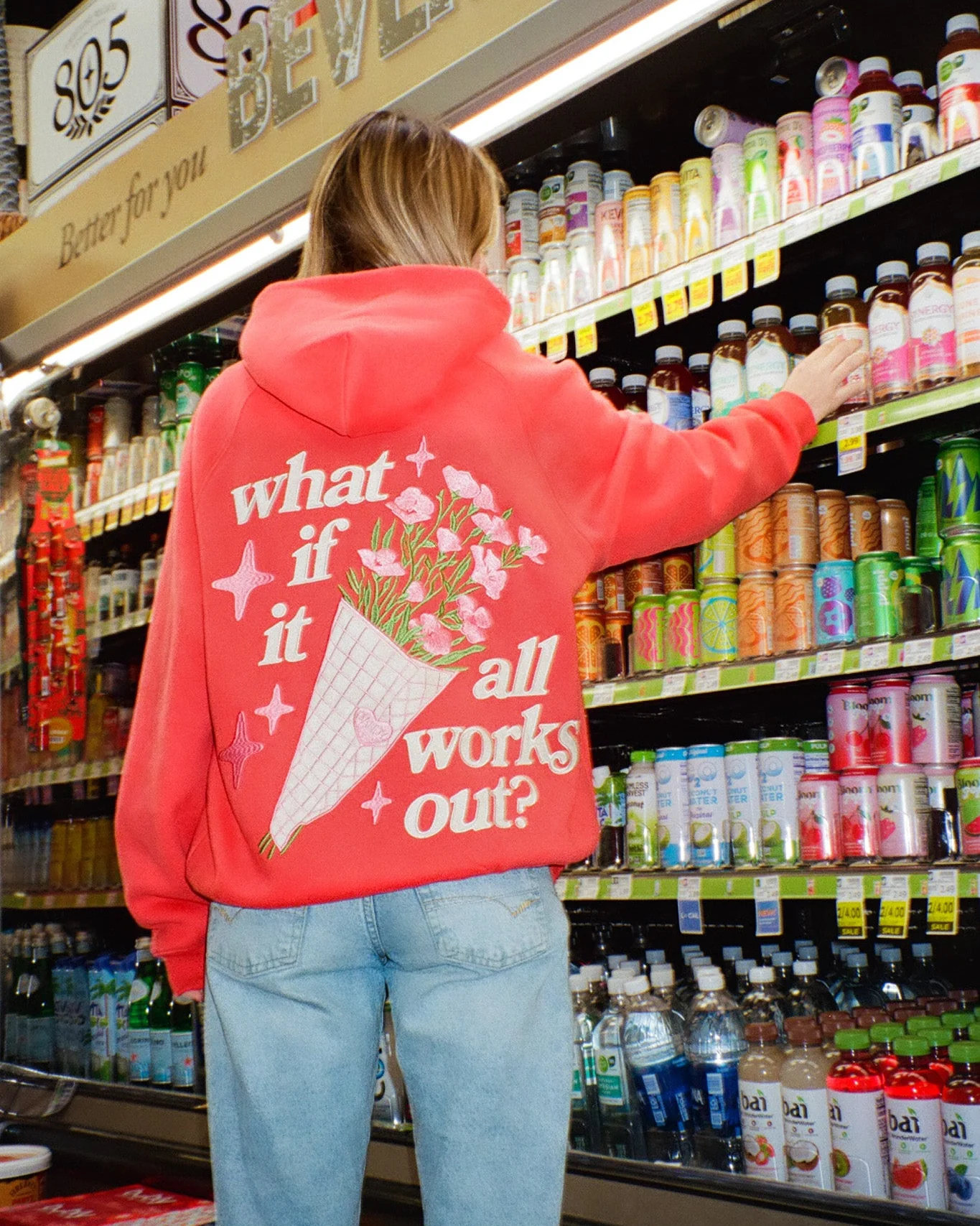 "What If" Oversized Lux Hoodie in Red - Image 6