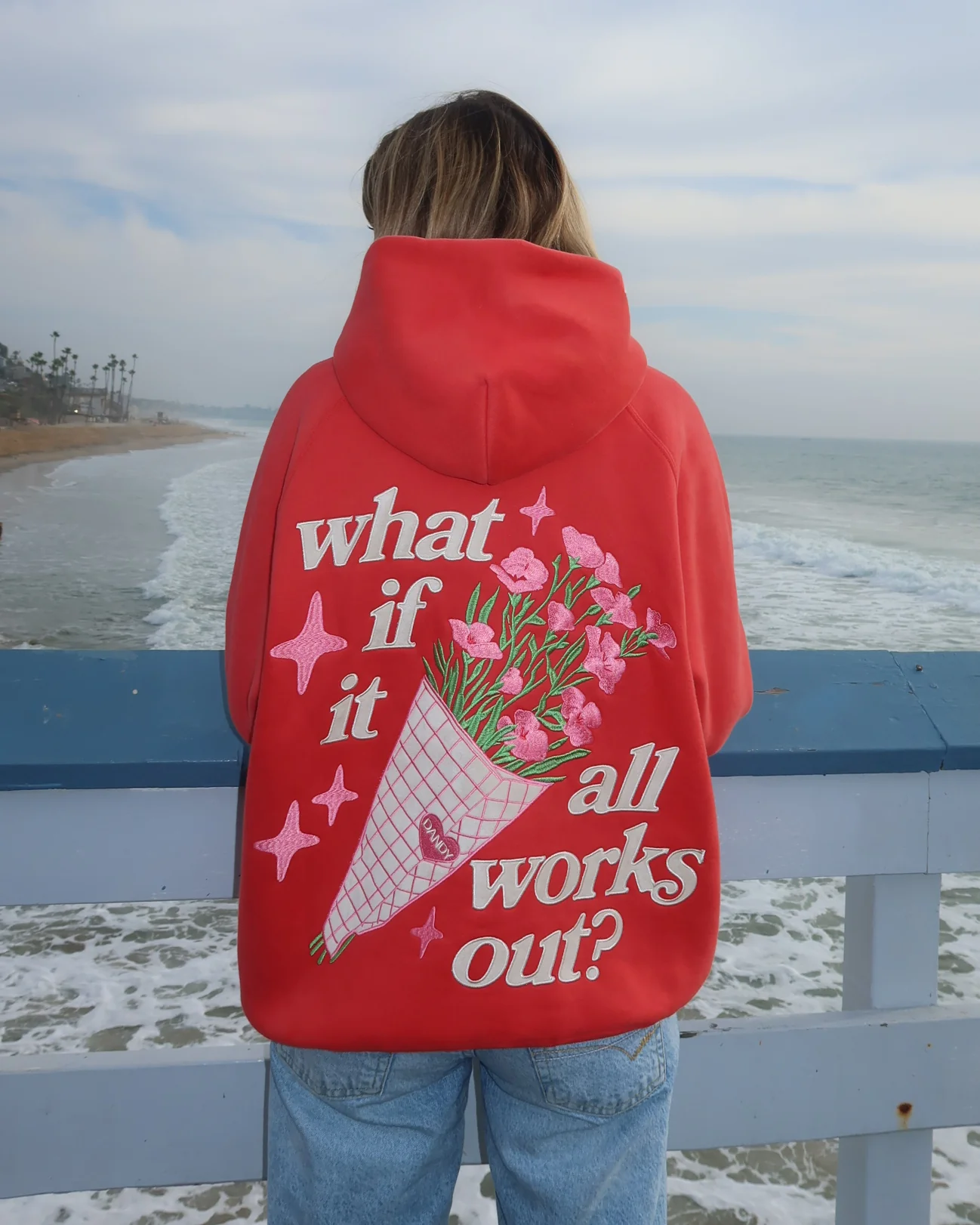 "What If" Oversized Lux Hoodie in Red - Image 7